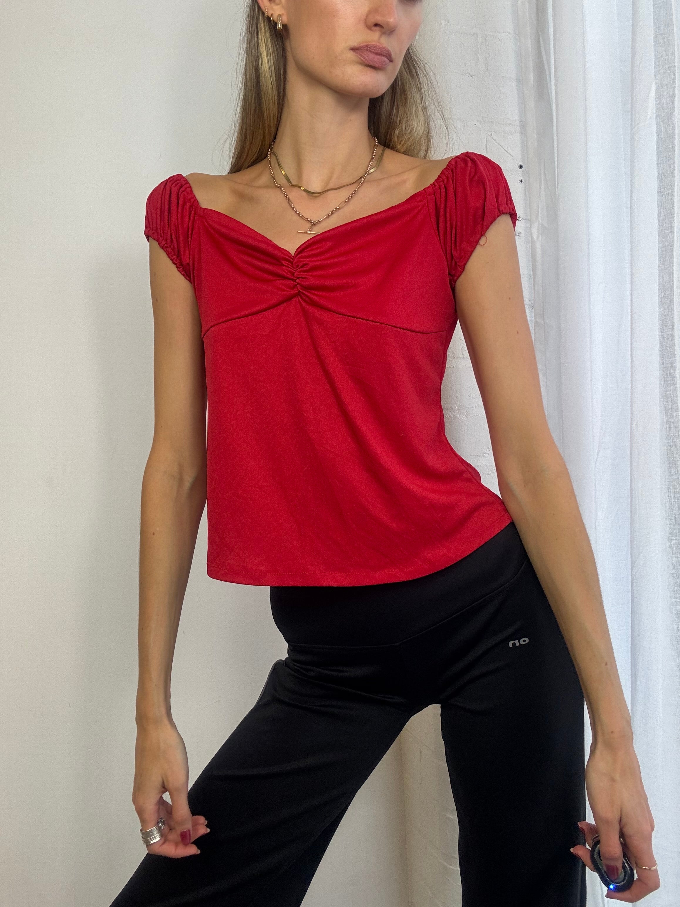 Vintage Y2K red off the shoulder top