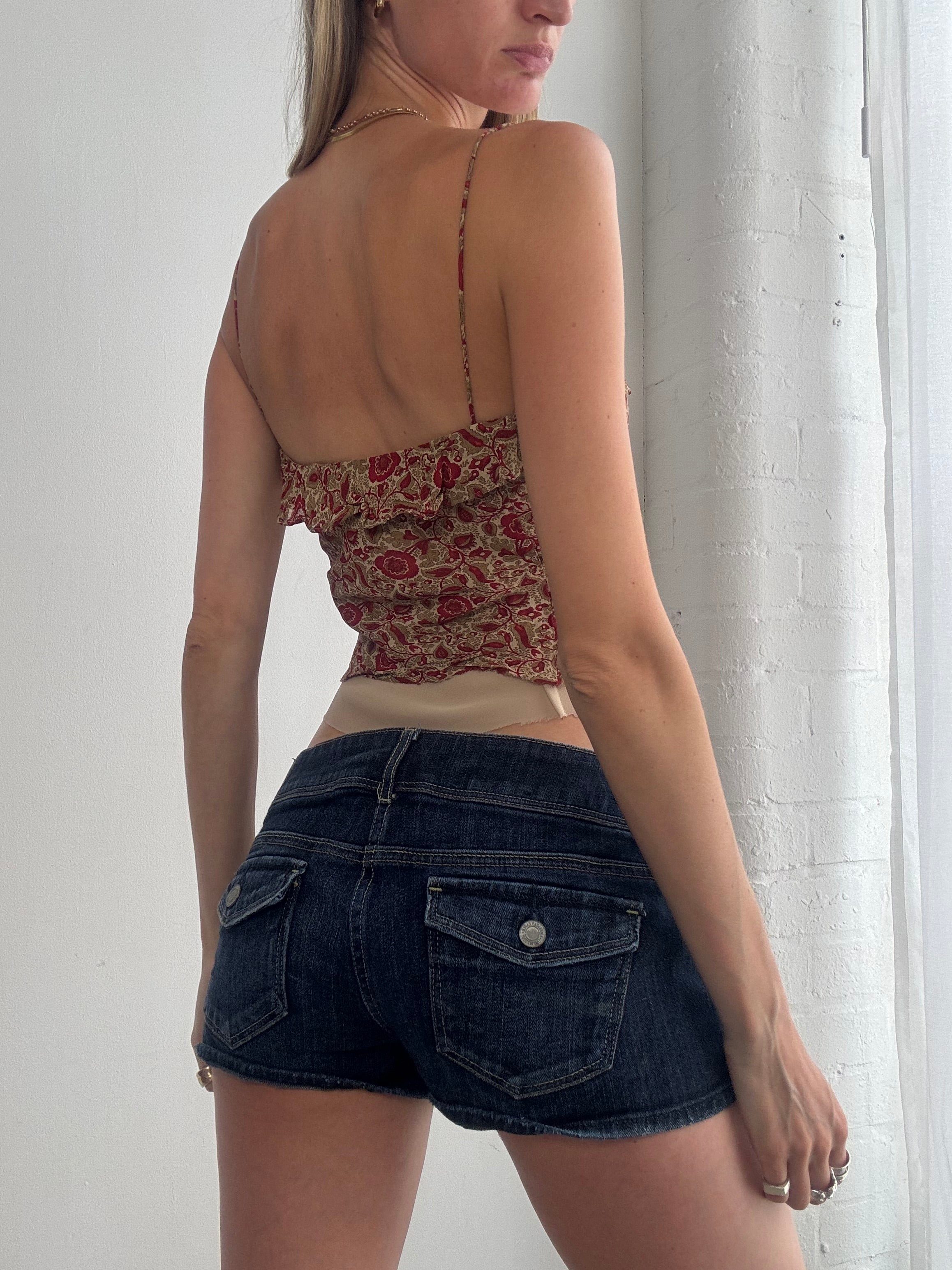 Vintage Y2k Ralph Lauren Floral Ruffle Cami Top - Size XS