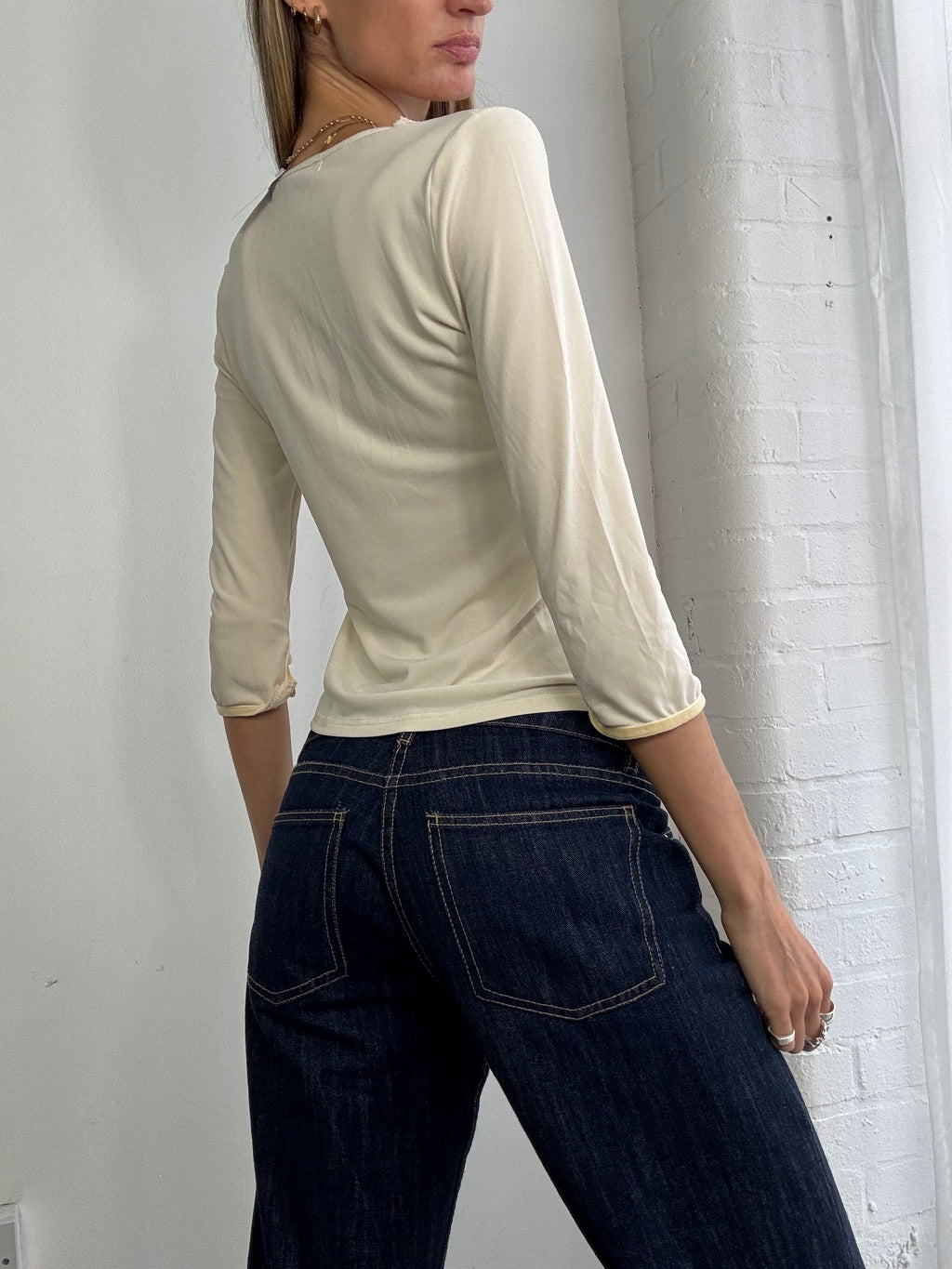 Vintage Y2K cream ruffle top