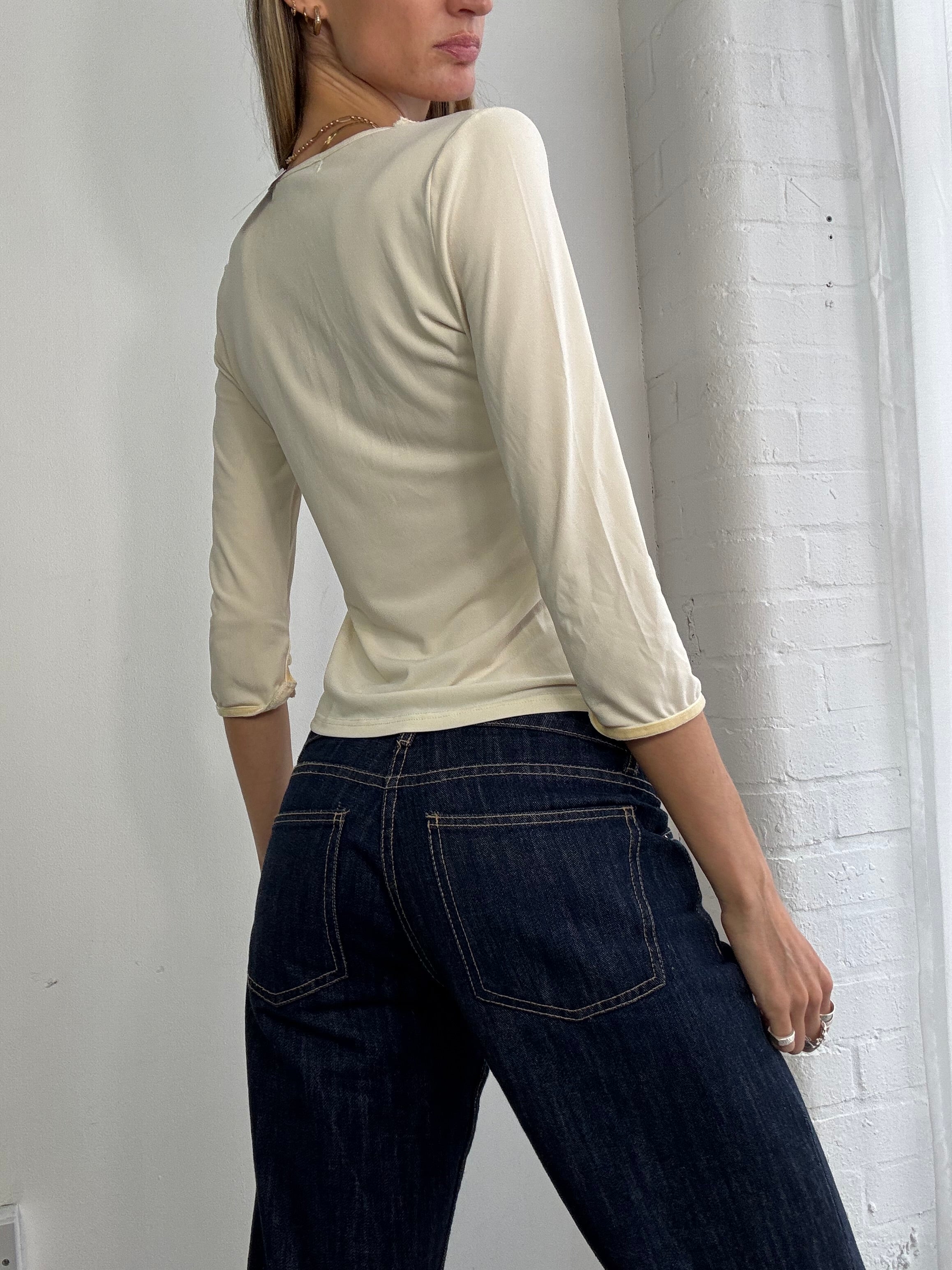 Vintage Y2K cream ruffle top