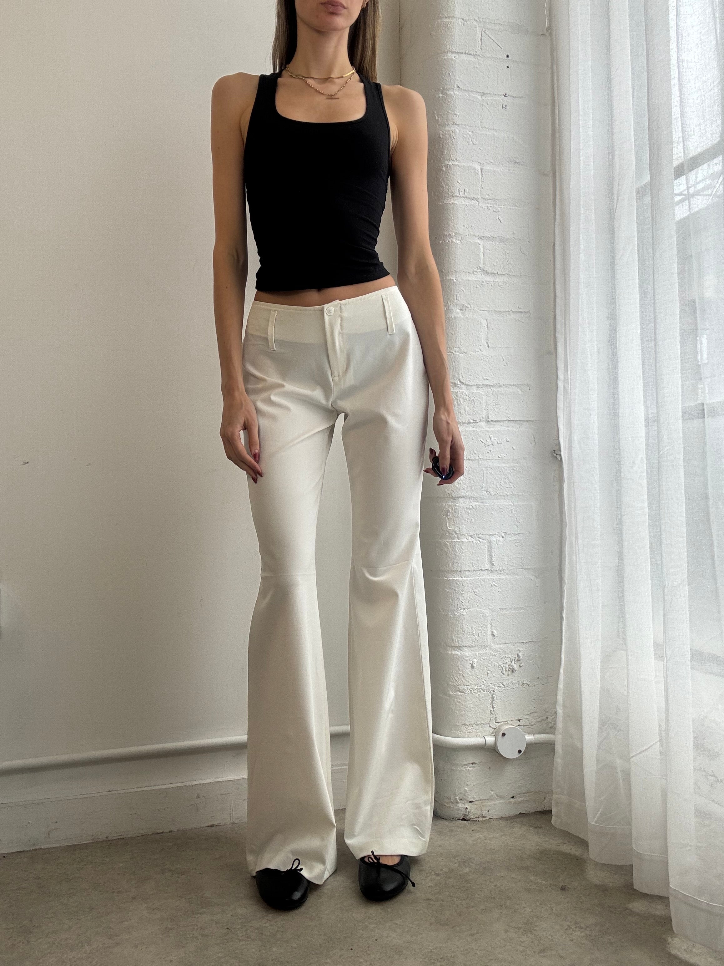 Vintage Y2K white tailored wide leg suit pants trousers