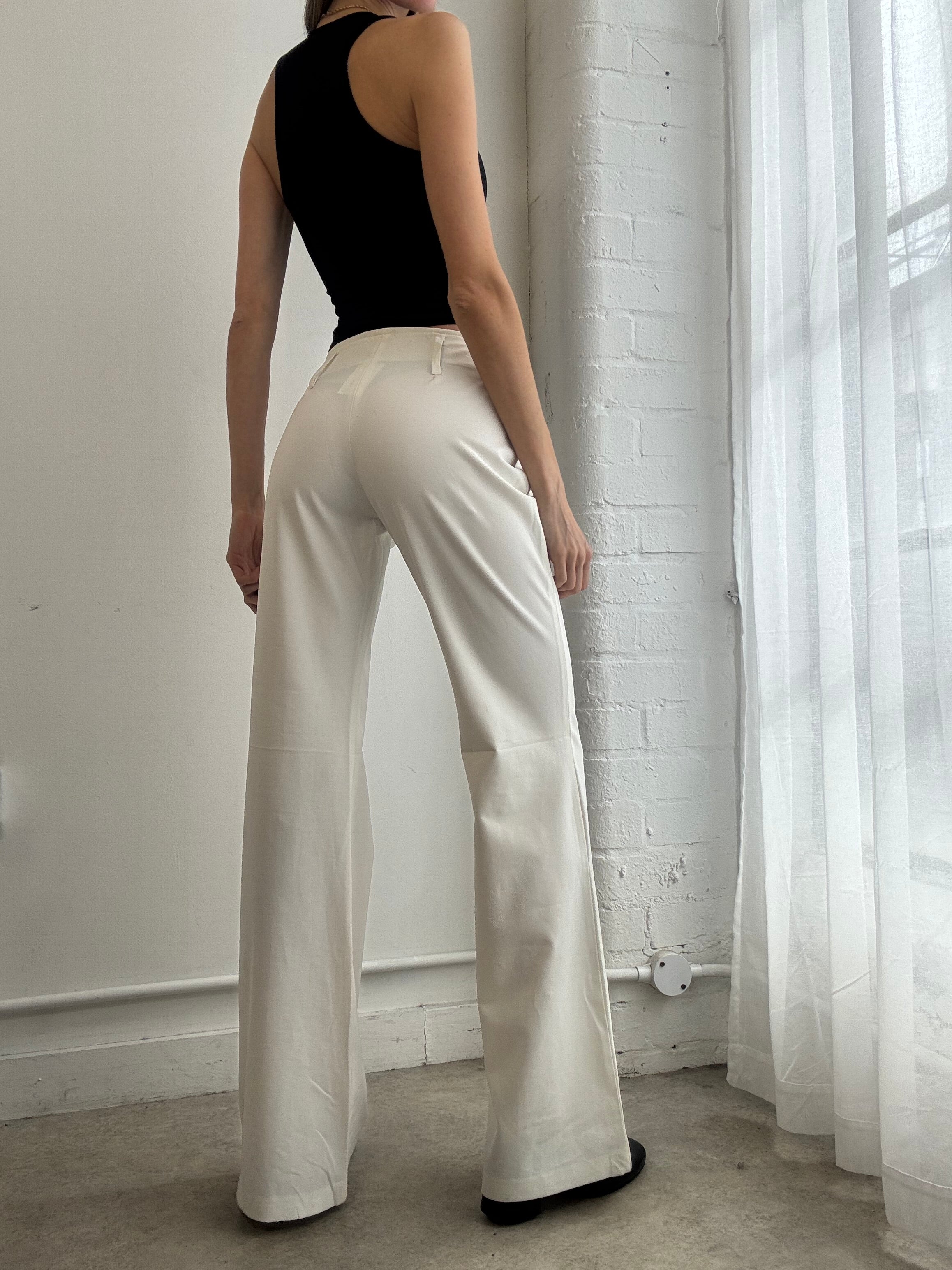 Vintage Y2K white tailored wide leg suit pants trousers