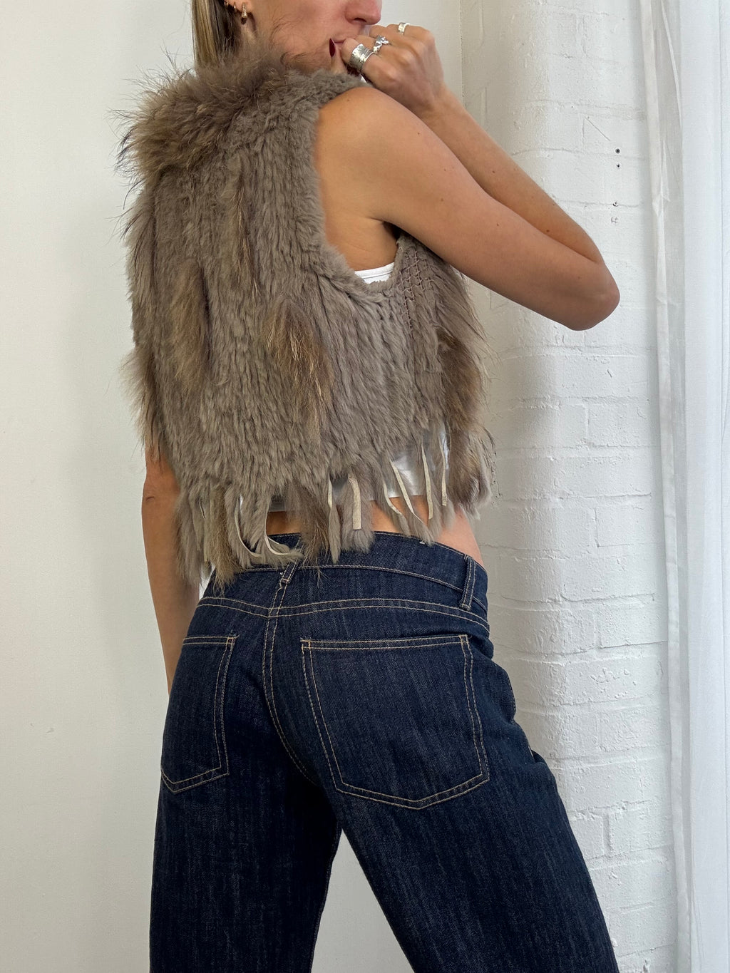 Vintage brown fur gilet
