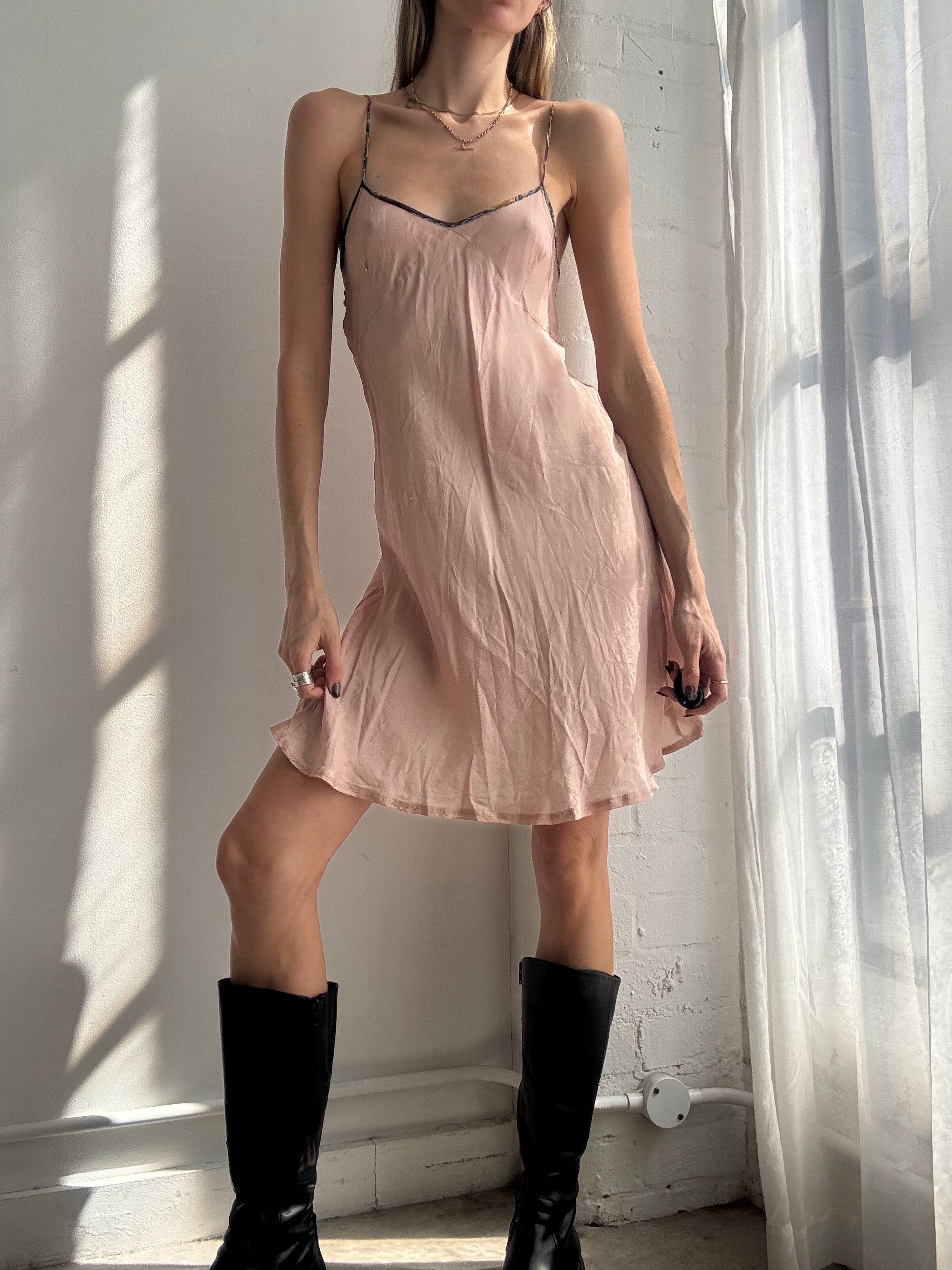 Vintage Y2K blush pink slip dress - Size M