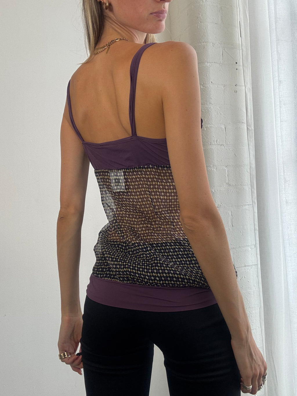 Vintage Y2K Purple Sheer Silk Cami Top - Size XS/S