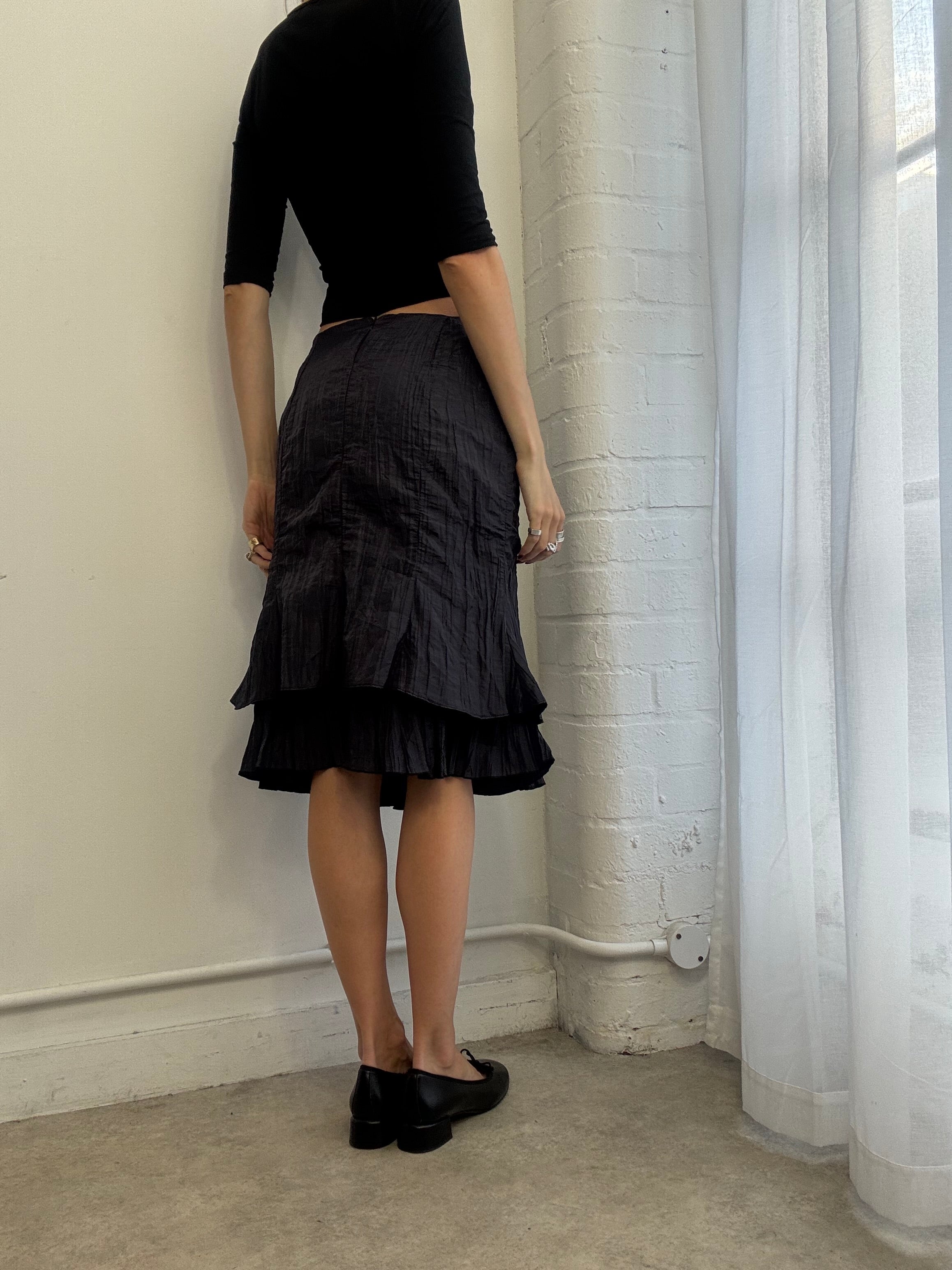 Vintage 90s pleated midi skirt navy