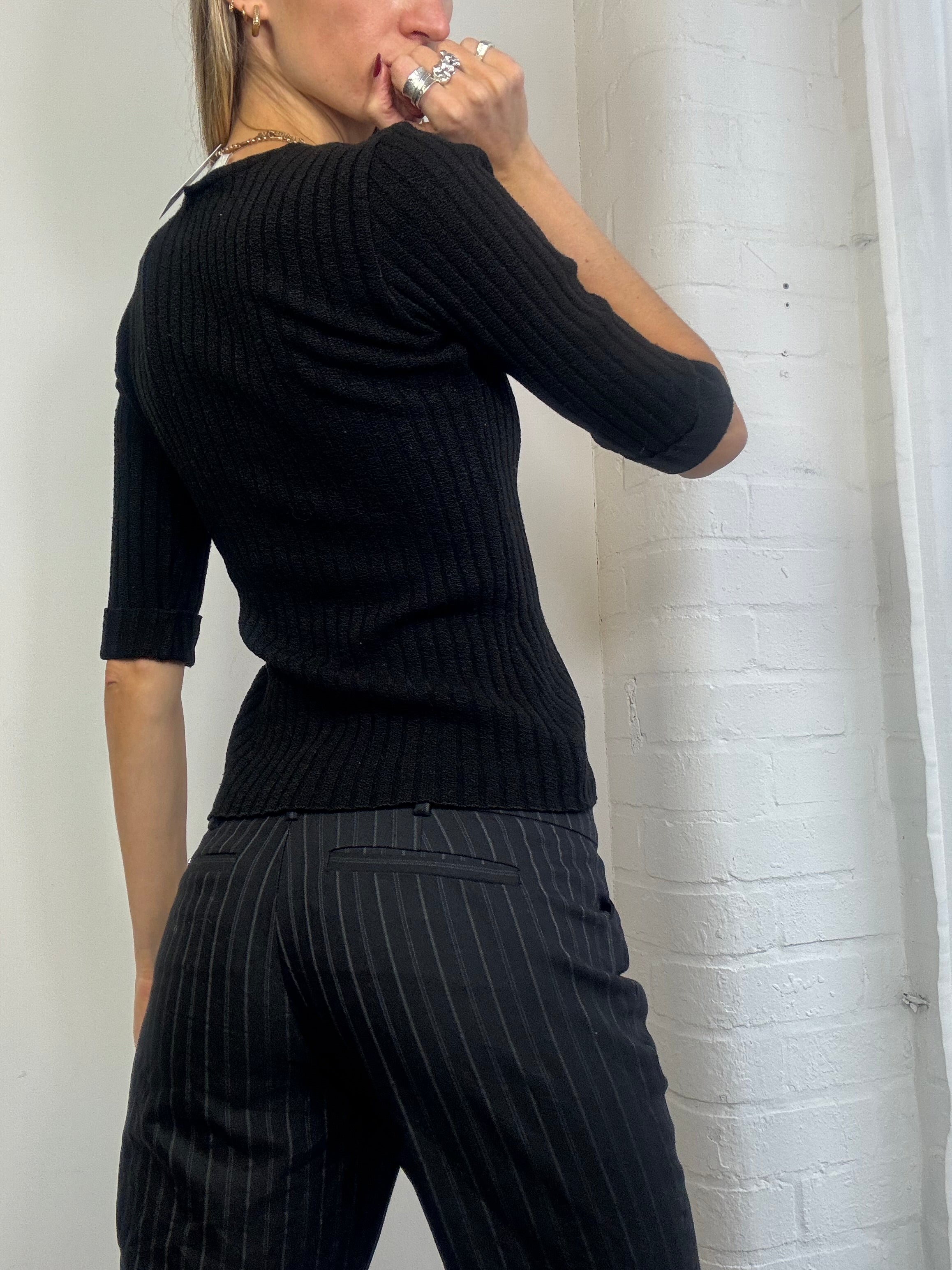 Vintage Y2K ribbed knitted jumper