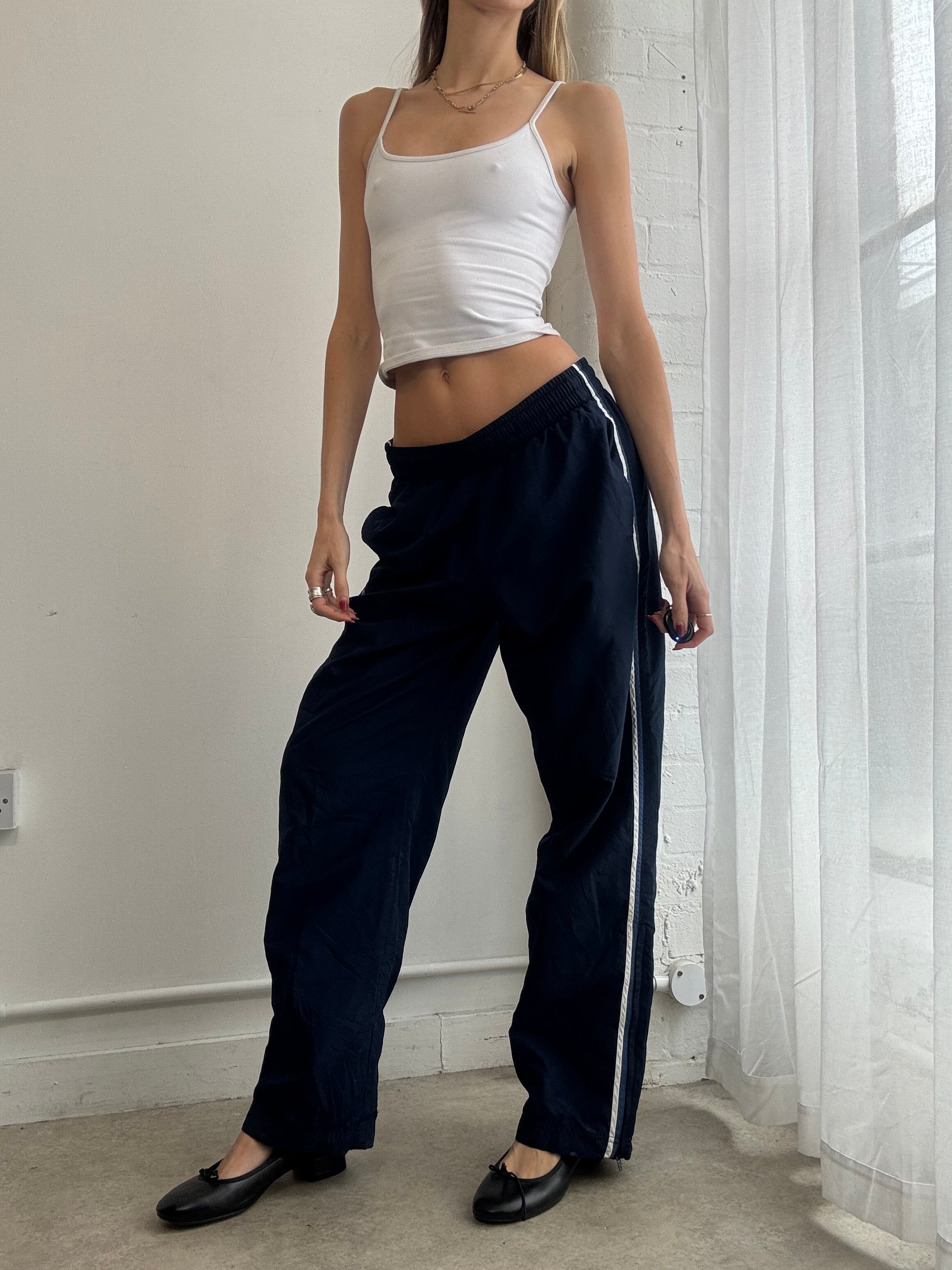 Vintage Y2K Nike navy blue wide leg track trousers