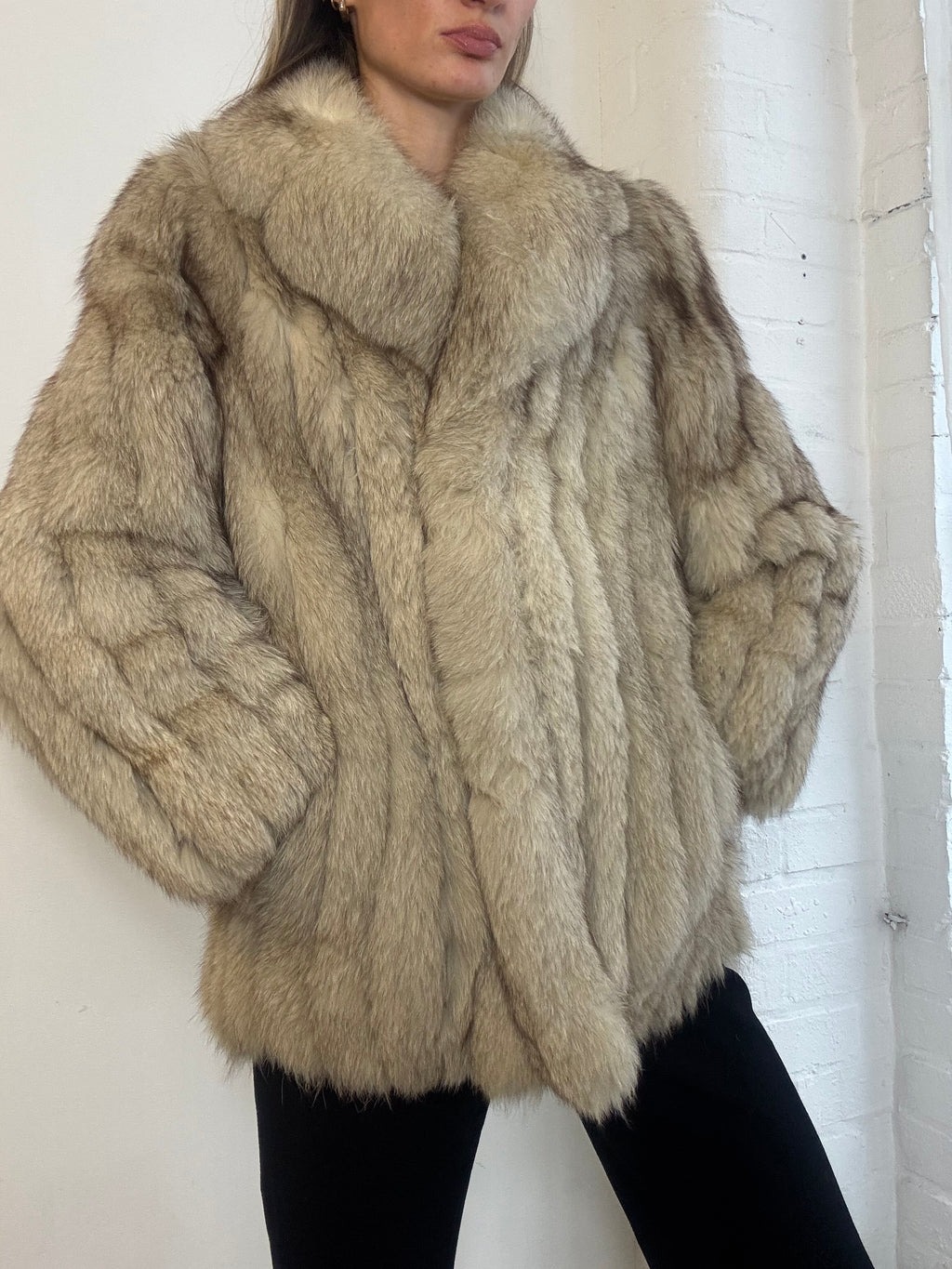 Vintage Cream Fox Fur Coat - Size XS