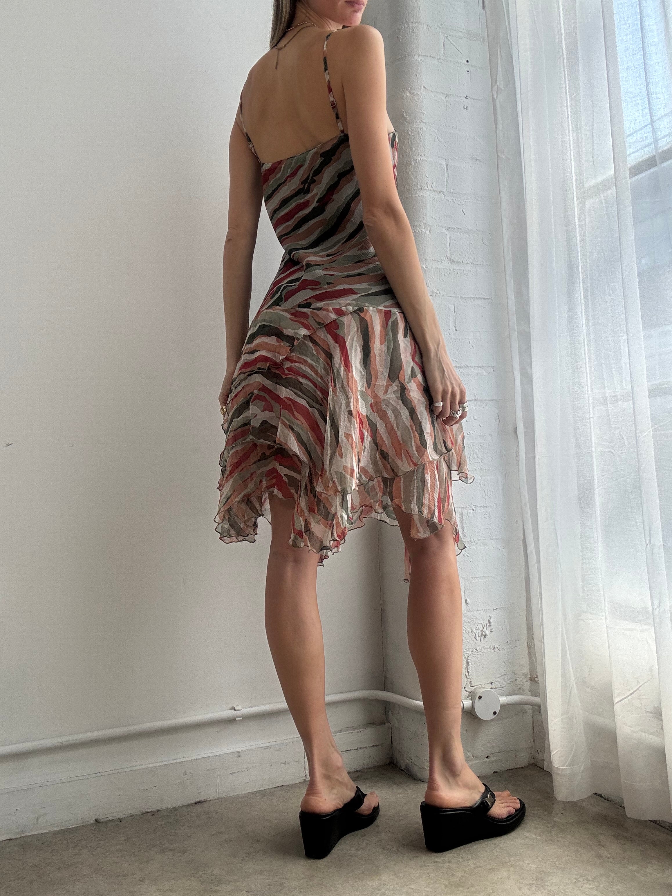 Vintage Y2K abstract mesh silk slip dress - Size M