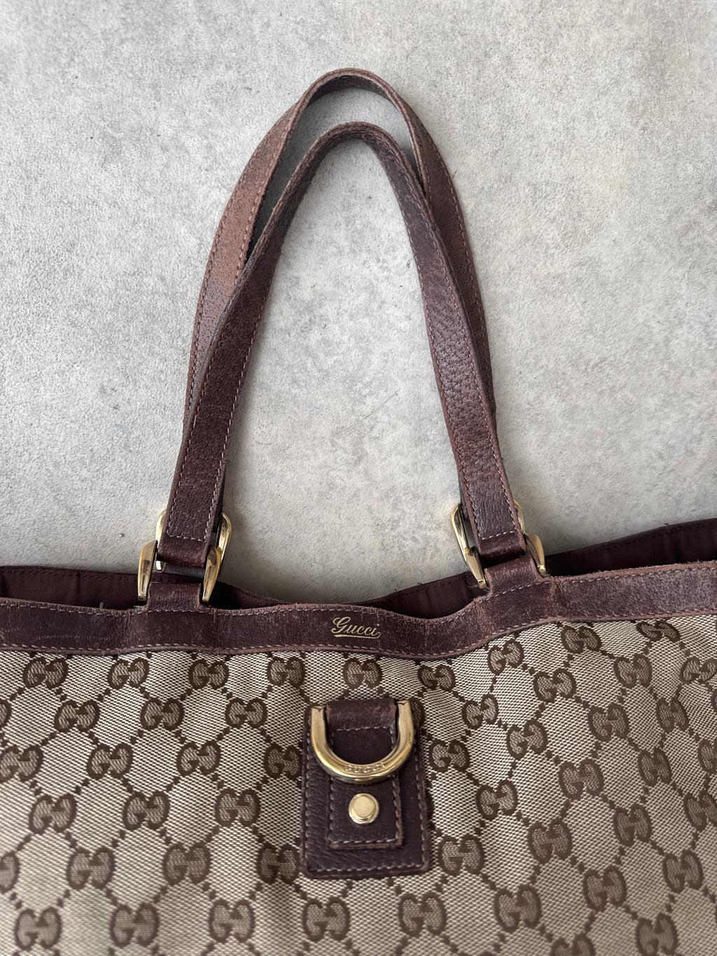 Vintage Gucci GG Monogram Abby Brown Tote Shoulder Bag