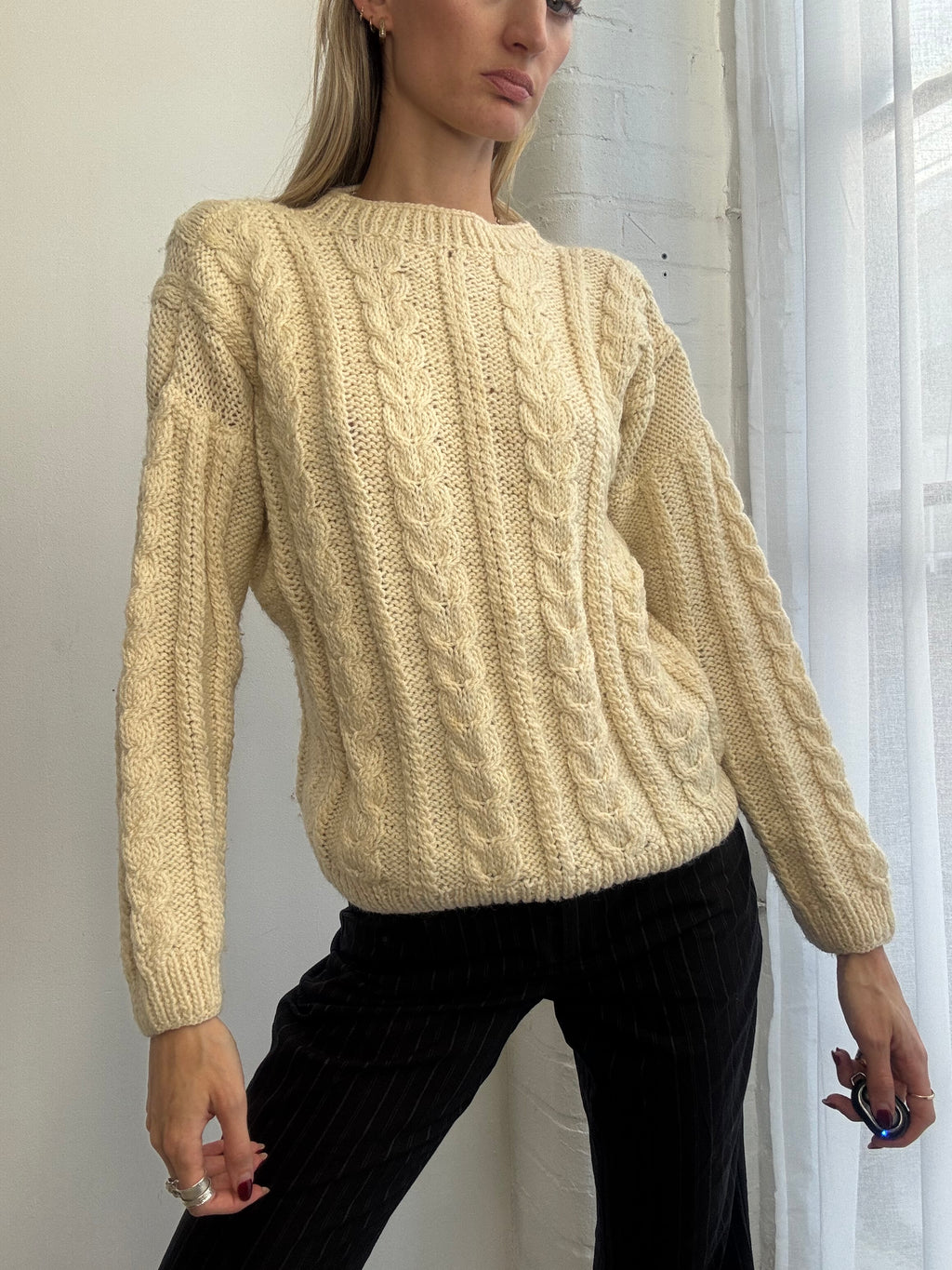 Vintage cream cable knit jumper