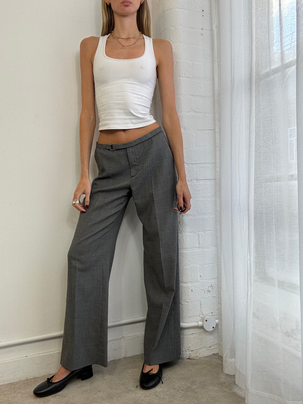 Vintage Y2K low rise grey suit pants
