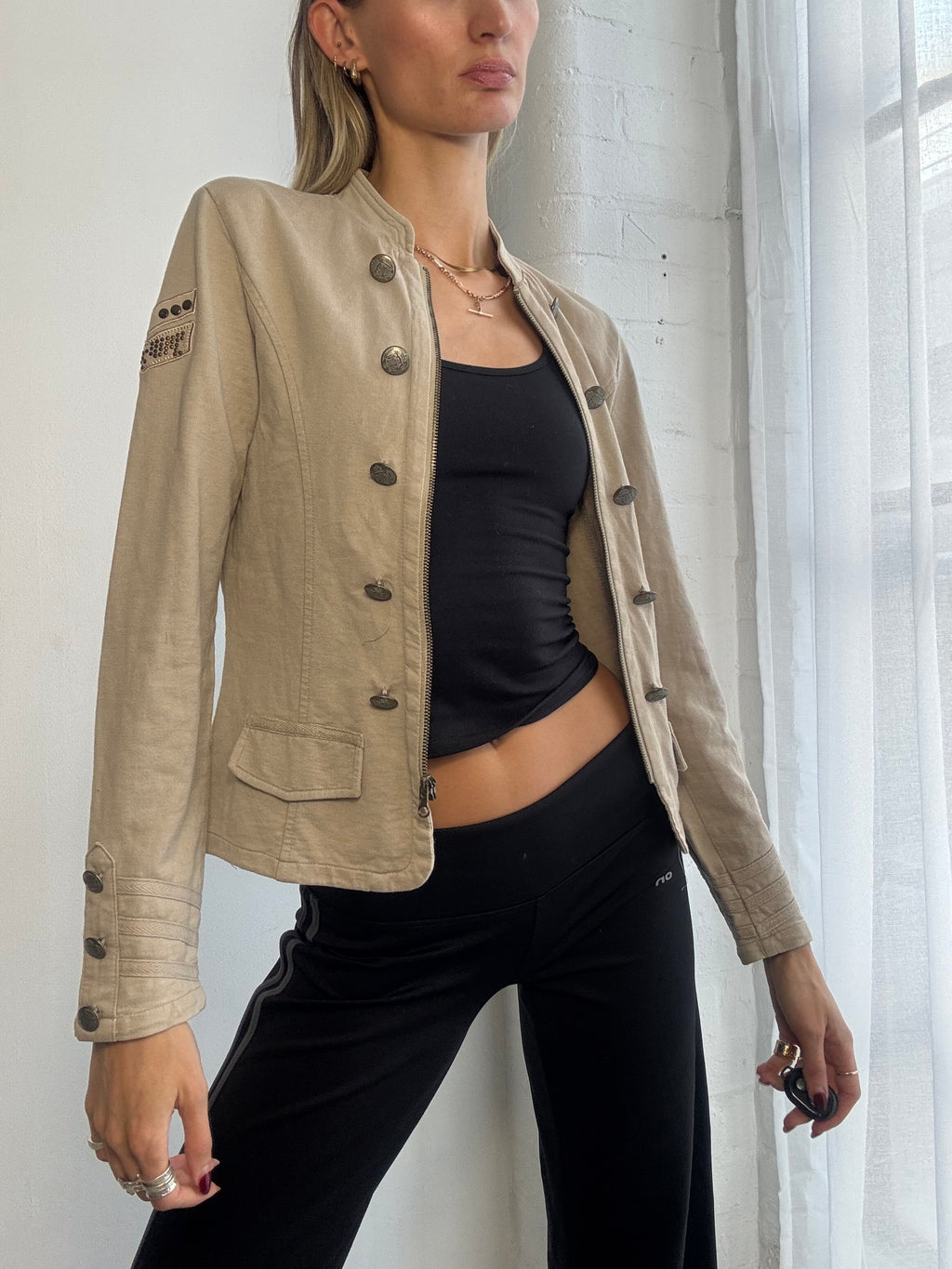 Vintage Y2K military style zip up jumper