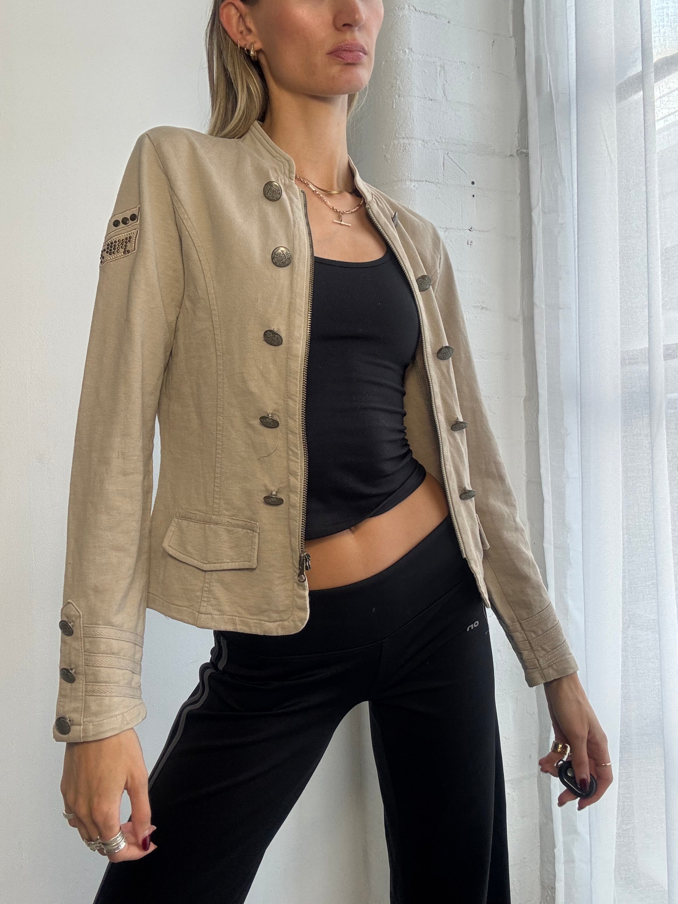 Vintage Y2K military style zip up jumper