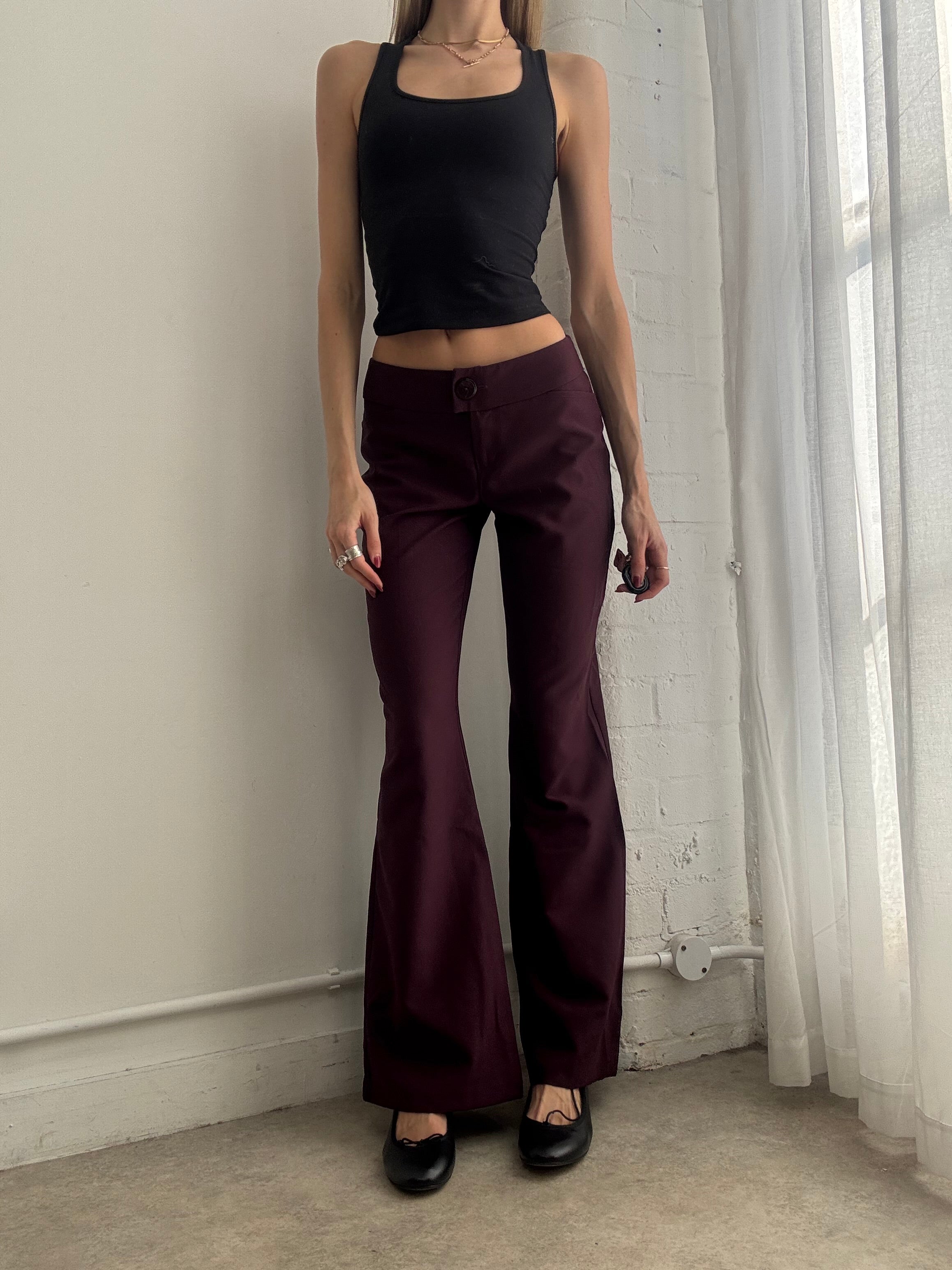 Vintage Y2K burgundy flared trousers