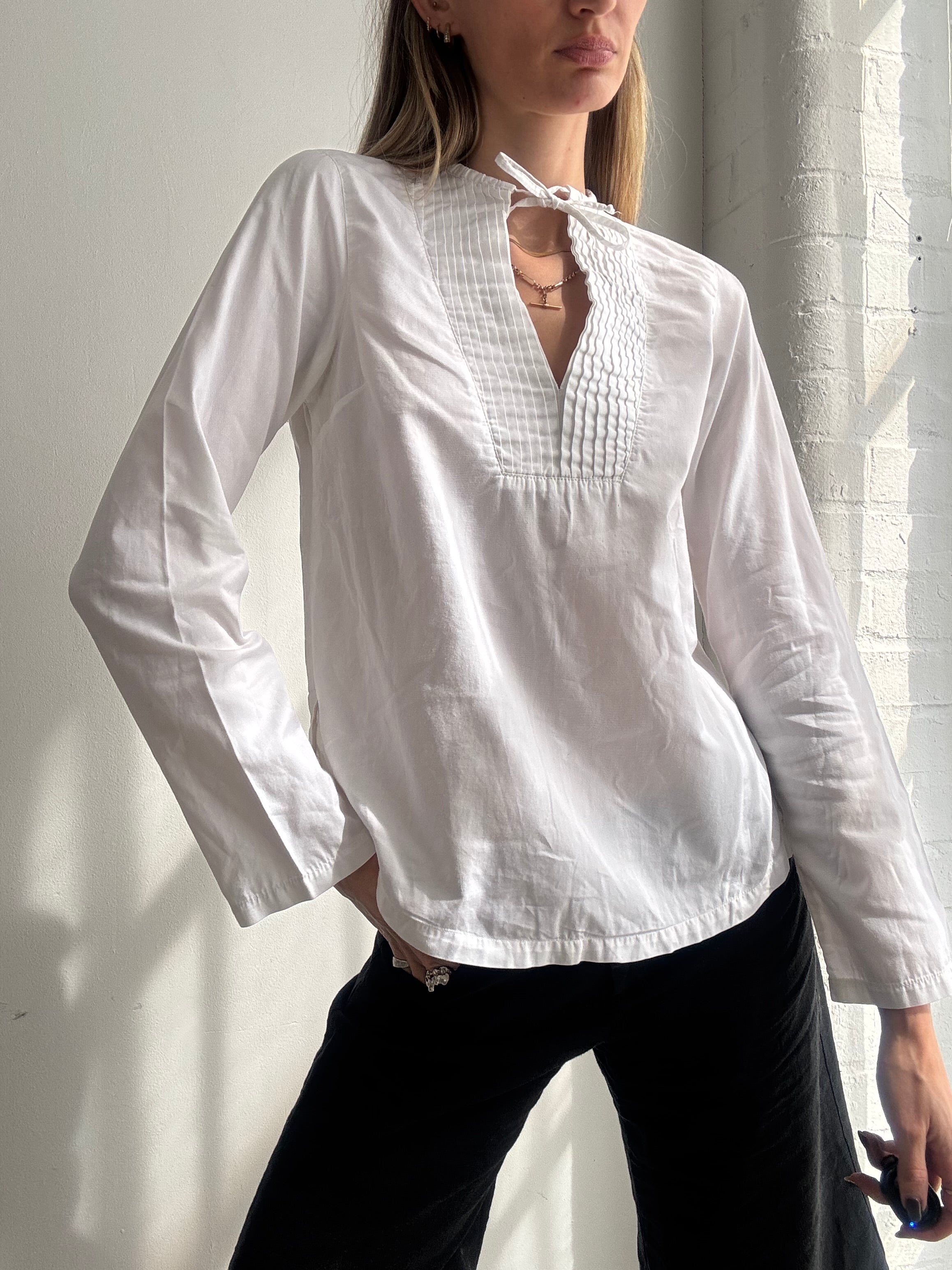 Vintage Y2K Woolrich white cotton boho peasant blouse - Size S