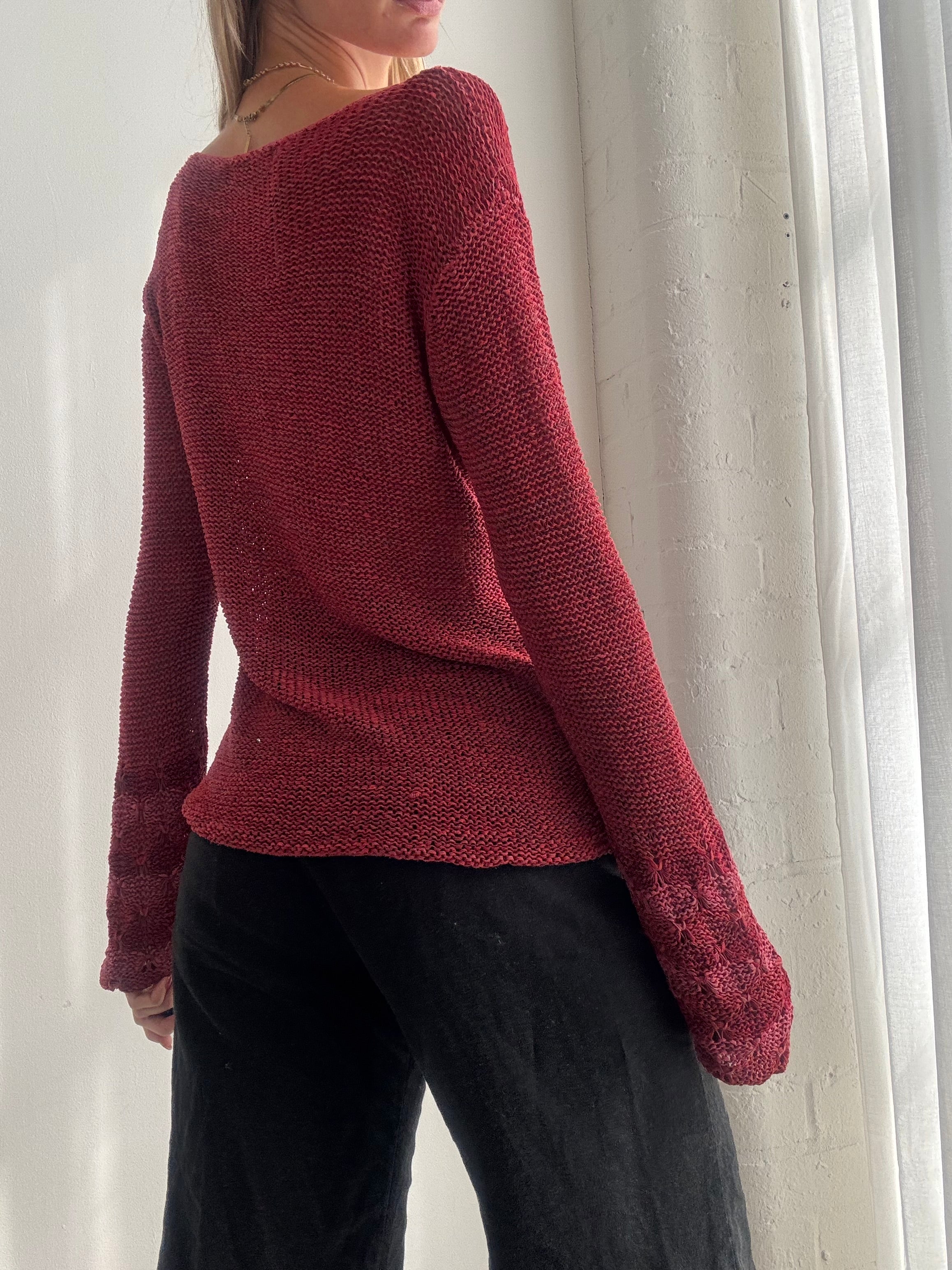 Vintage Y2K Burgundy Dual Zip Flared Cardigan Top Jumper - Size M