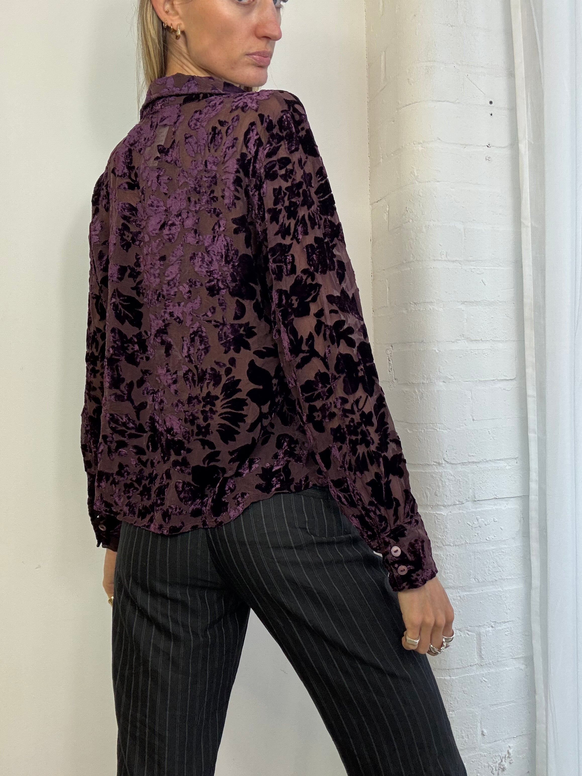 Vintage 90s Devore velvet blouse