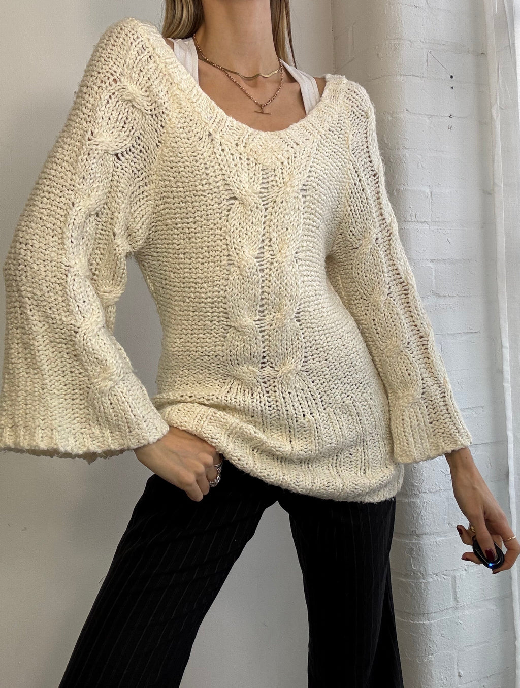 Vintage Y2K knitted white jumper