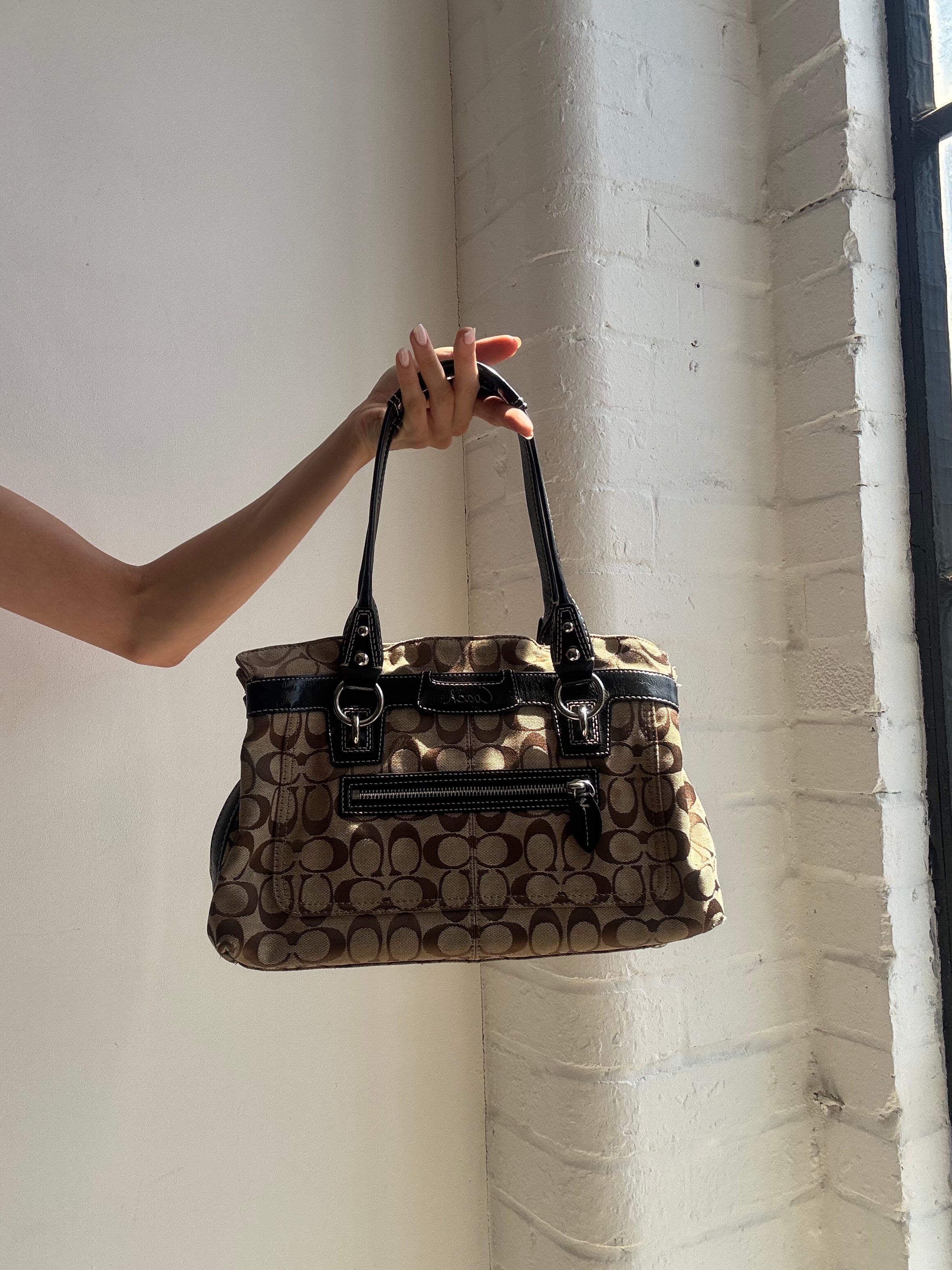 Vintage Y2K Coach Signature Shoulder Bag Brown