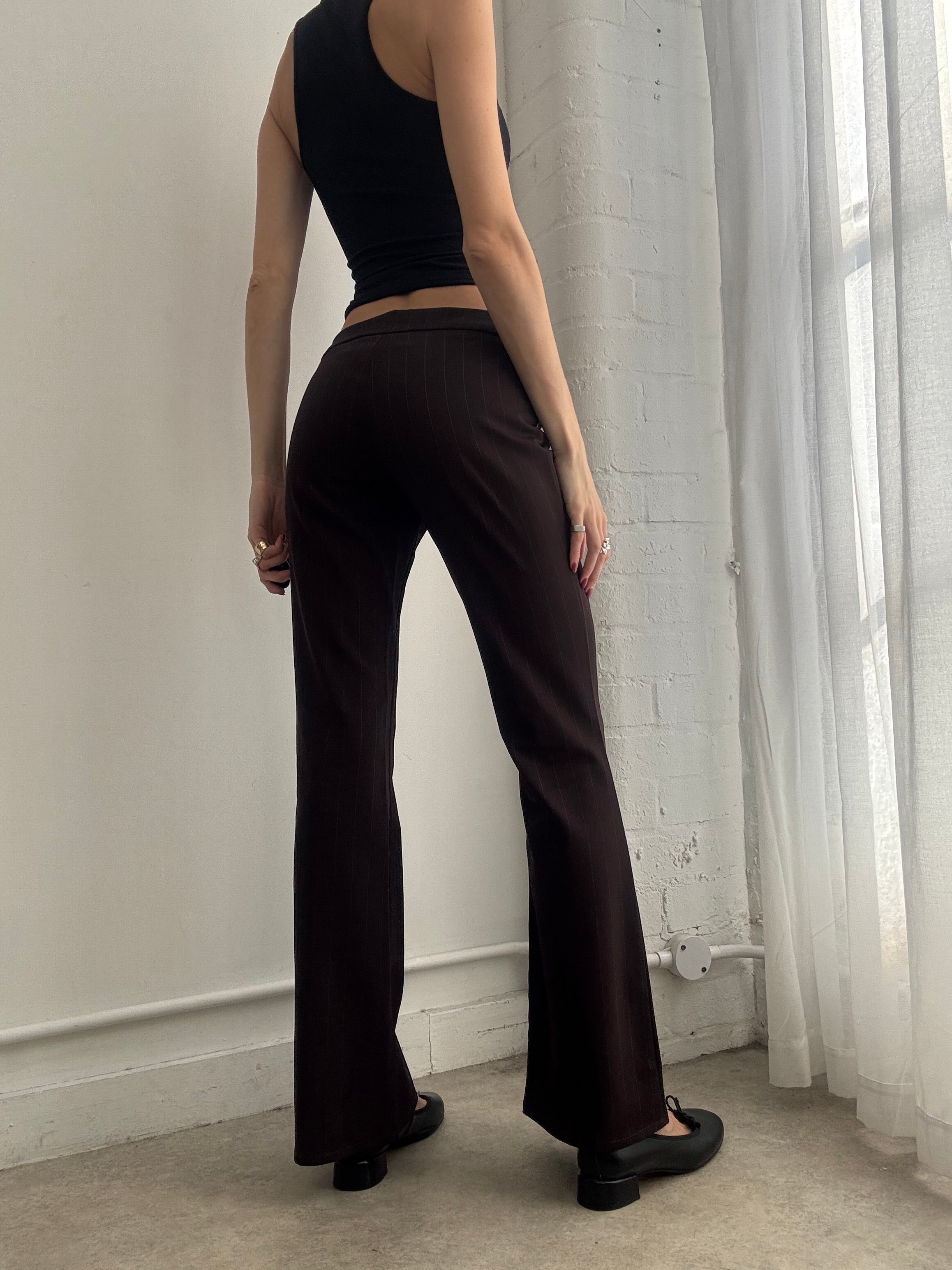 Vintage Y2K dark brown pinstripe low rise trousers