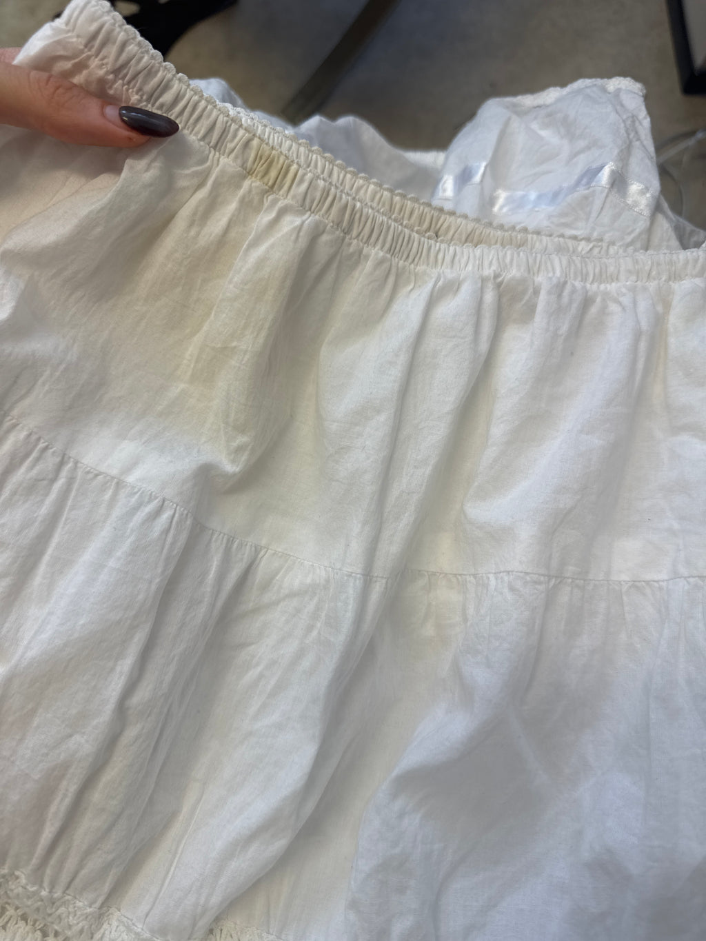 Vintage white tiered prairie midi skirt - size XS/S