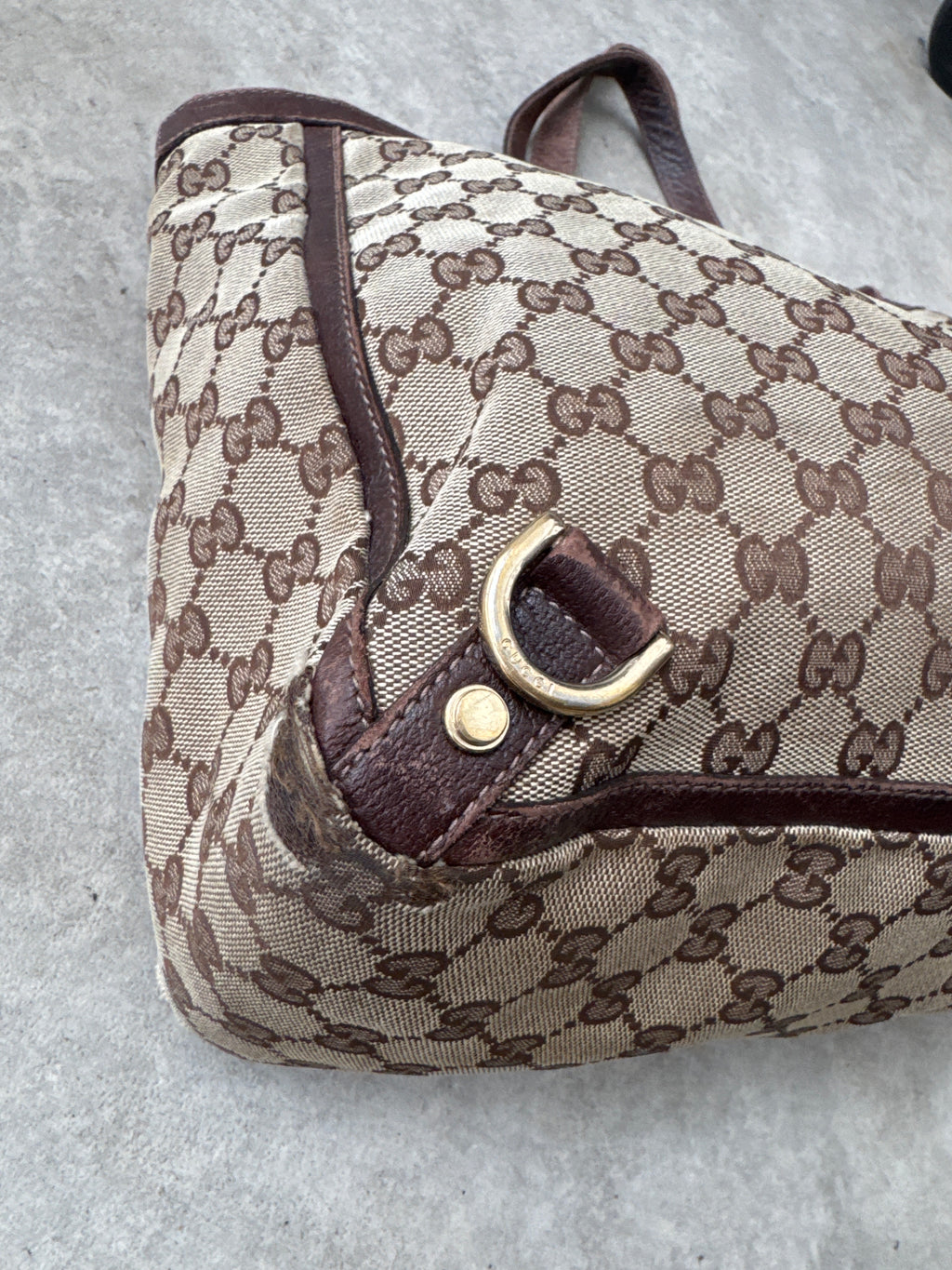 Vintage Gucci GG Monogram Abby Brown Tote Shoulder Bag