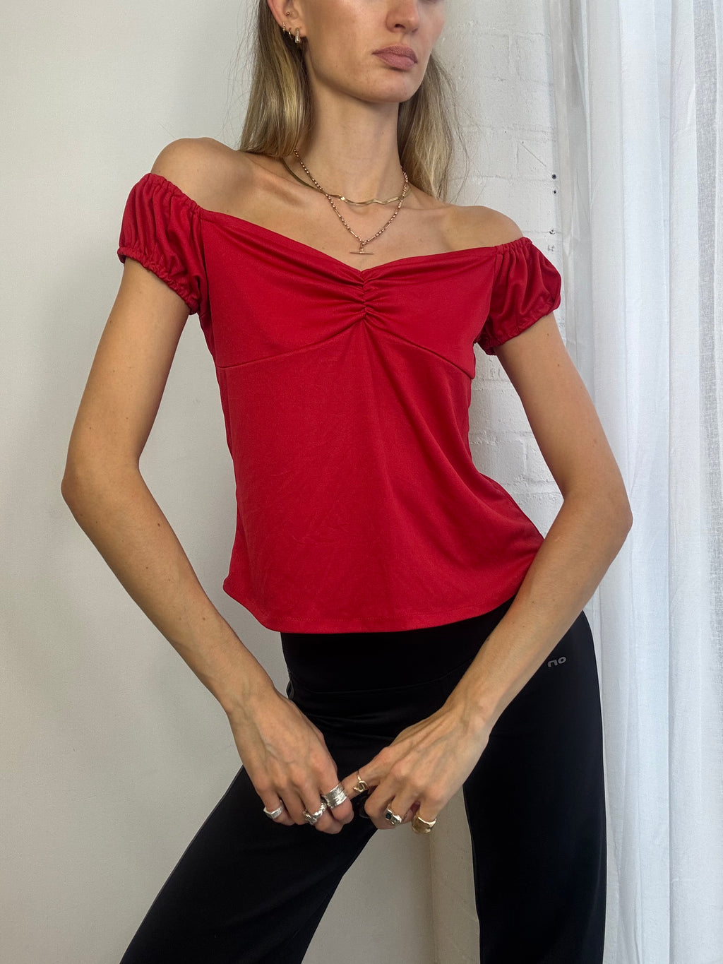 Vintage Y2K red off the shoulder top