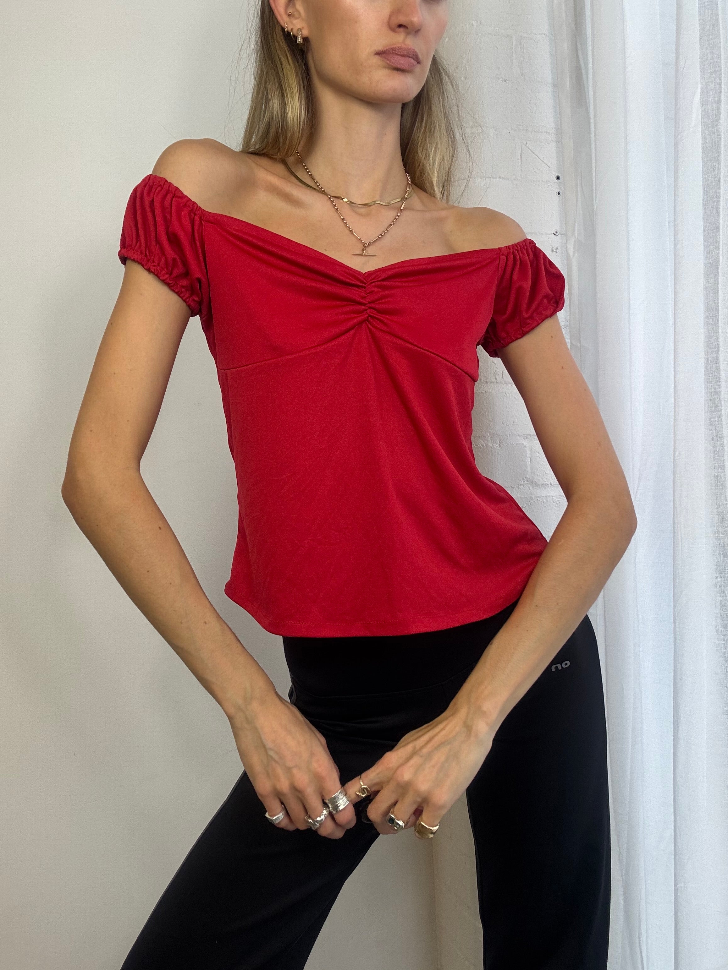 Vintage Y2K red off the shoulder top