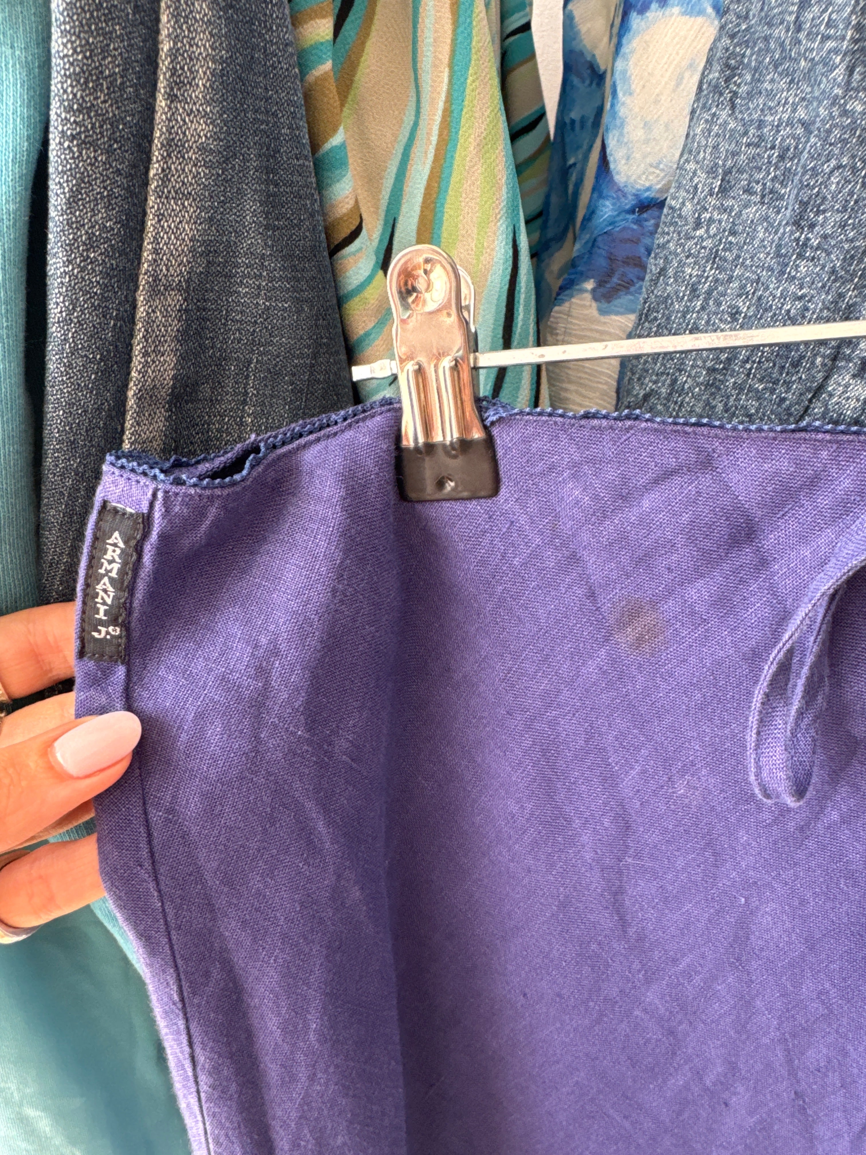 Vintage Armani Blue Cotton Midi Skirt Y2K - Size S/M