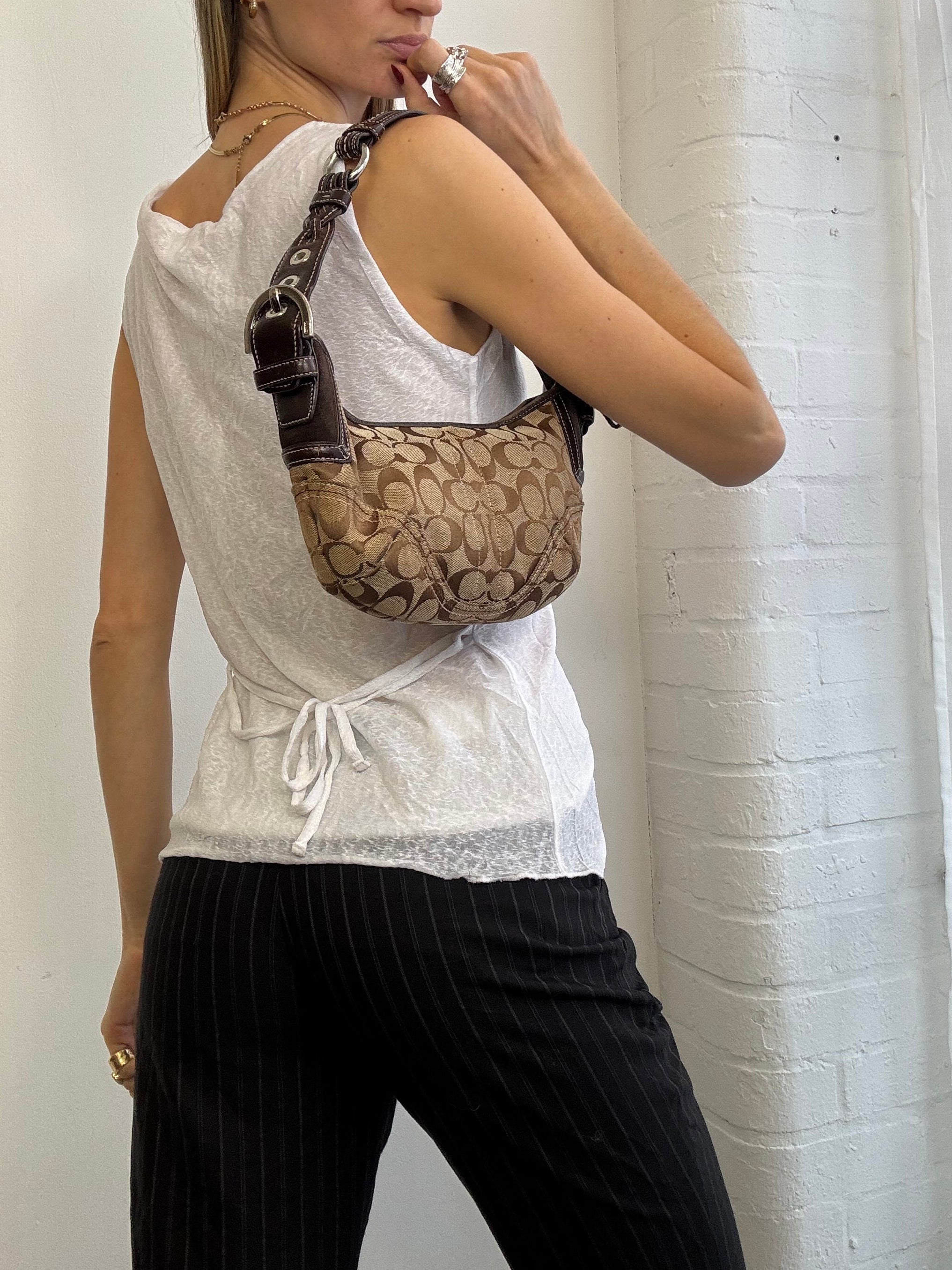 Vintage Y2K cowl neck tank top white minimal