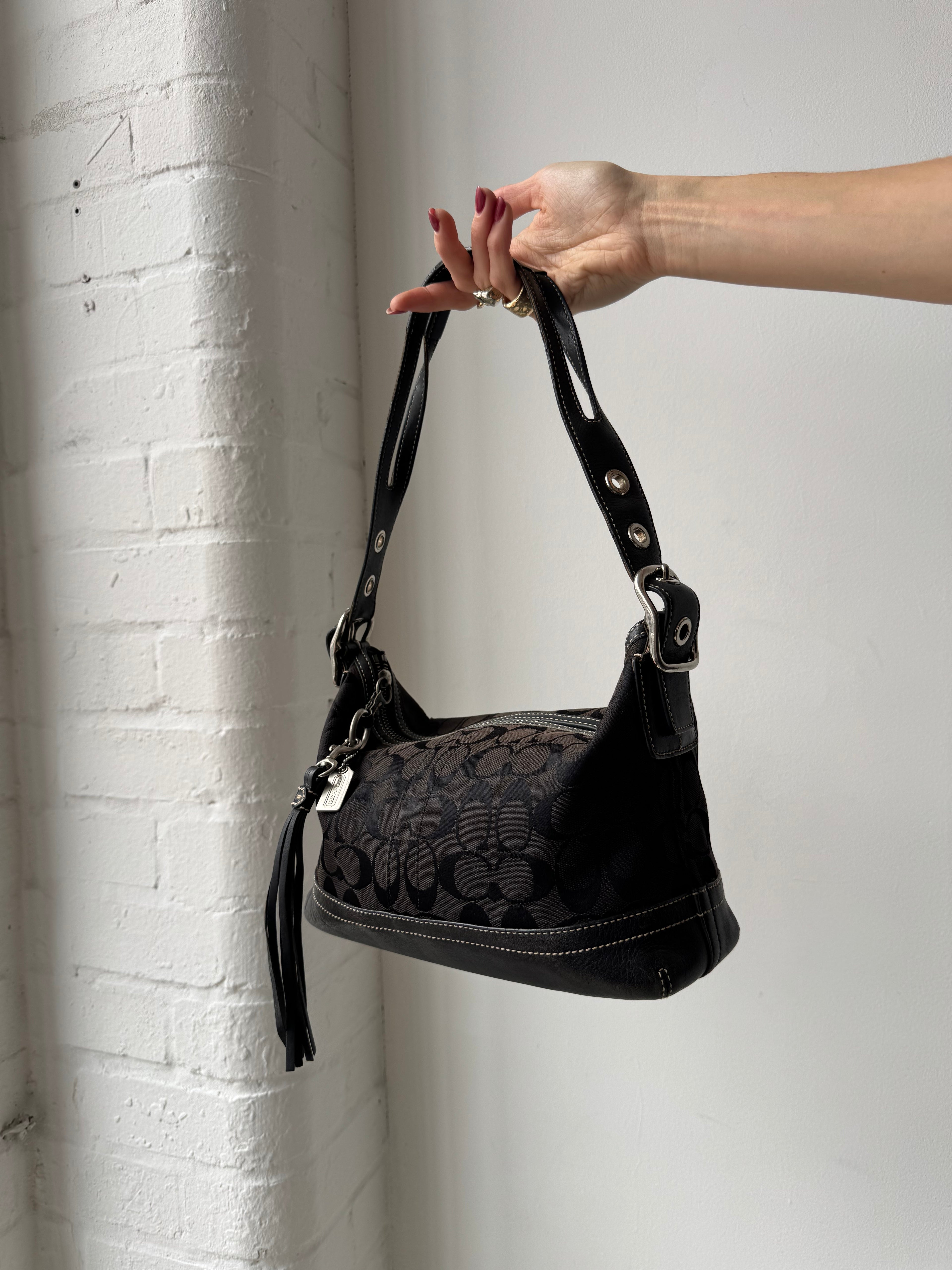 Vintage Y2K coach monogram shoulder bag black
