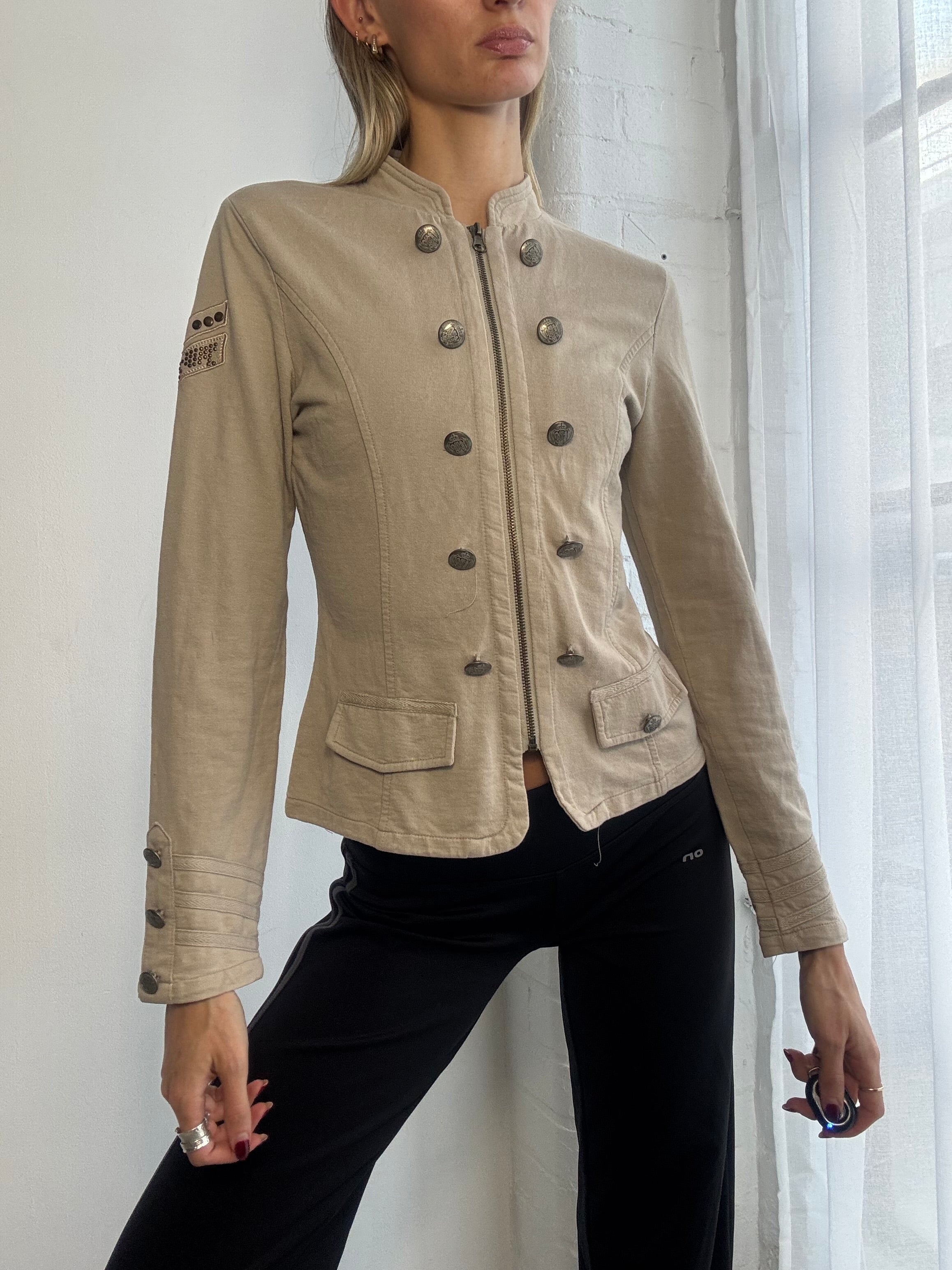 Vintage Y2K military style zip up jumper
