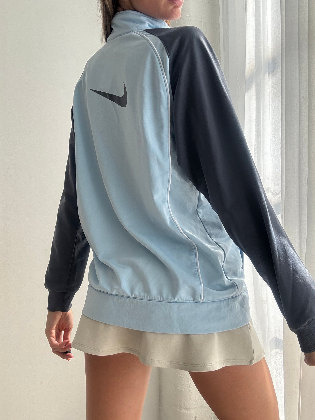 Vintage Y2K Nike Baby Blue Track Jacket - Size L