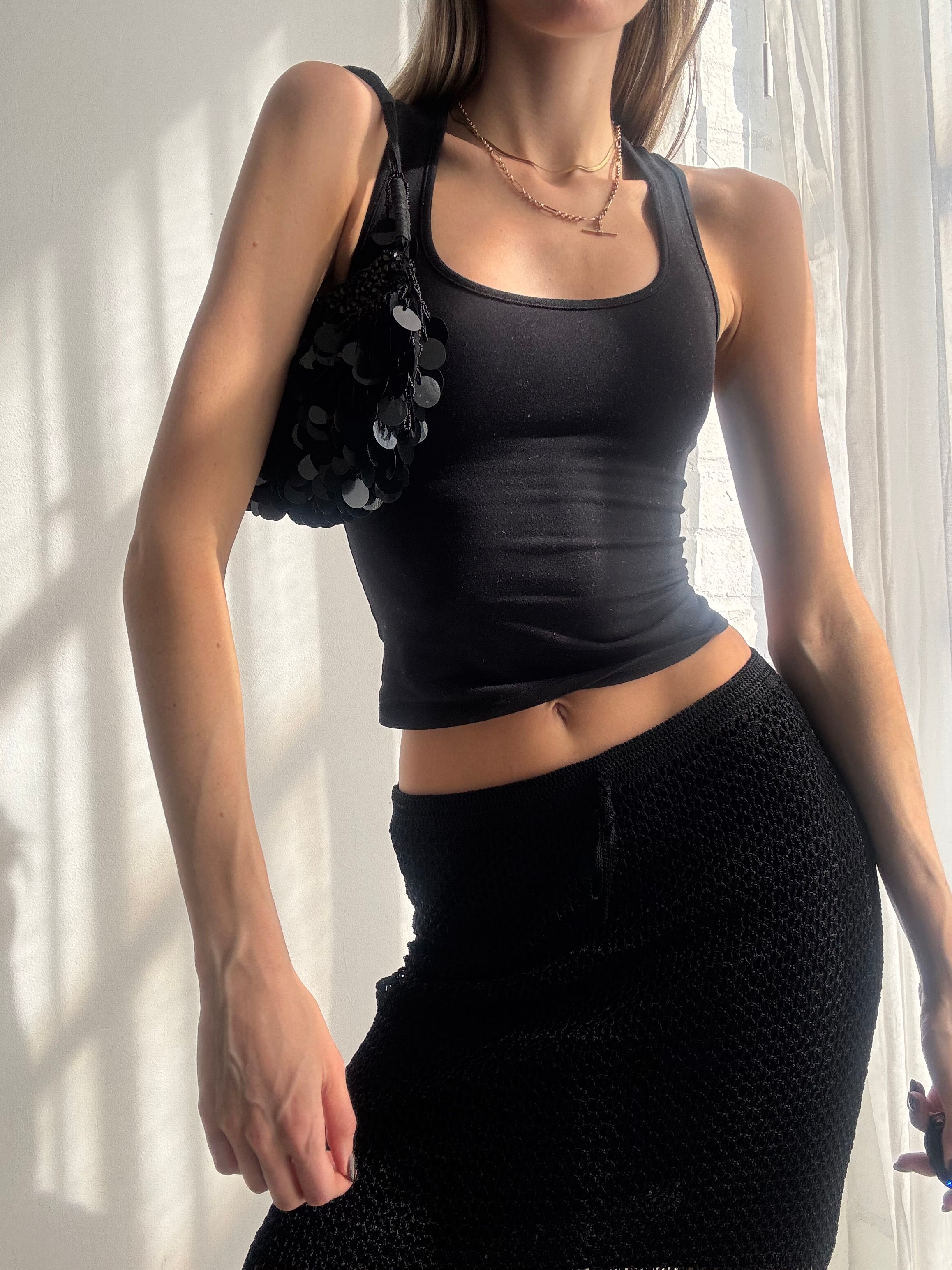 Vintage Y2K black sequin mini shoulder bag
