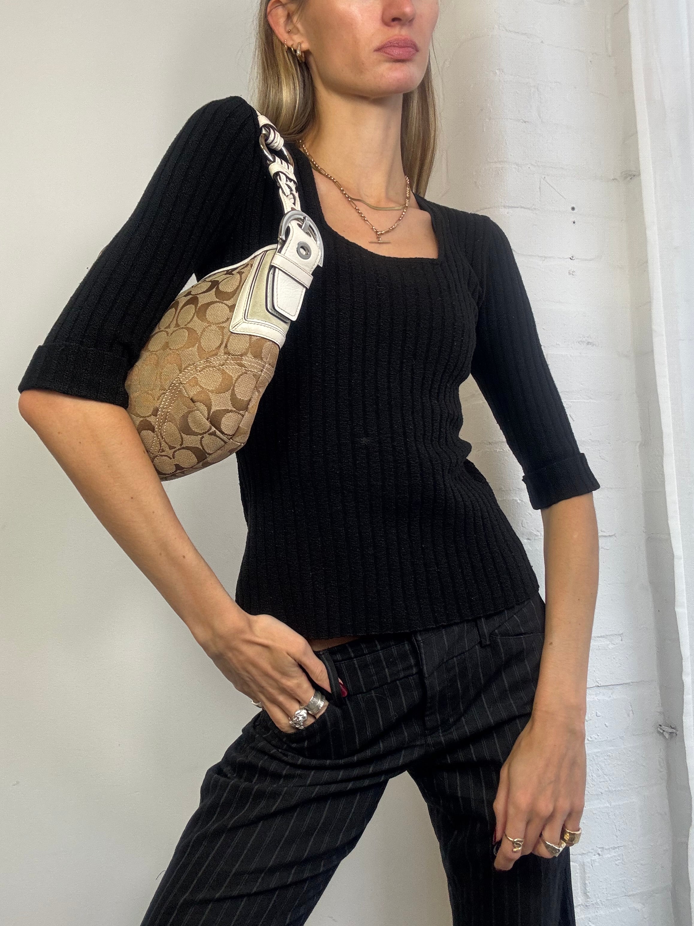 Vintage Y2K ribbed knitted jumper