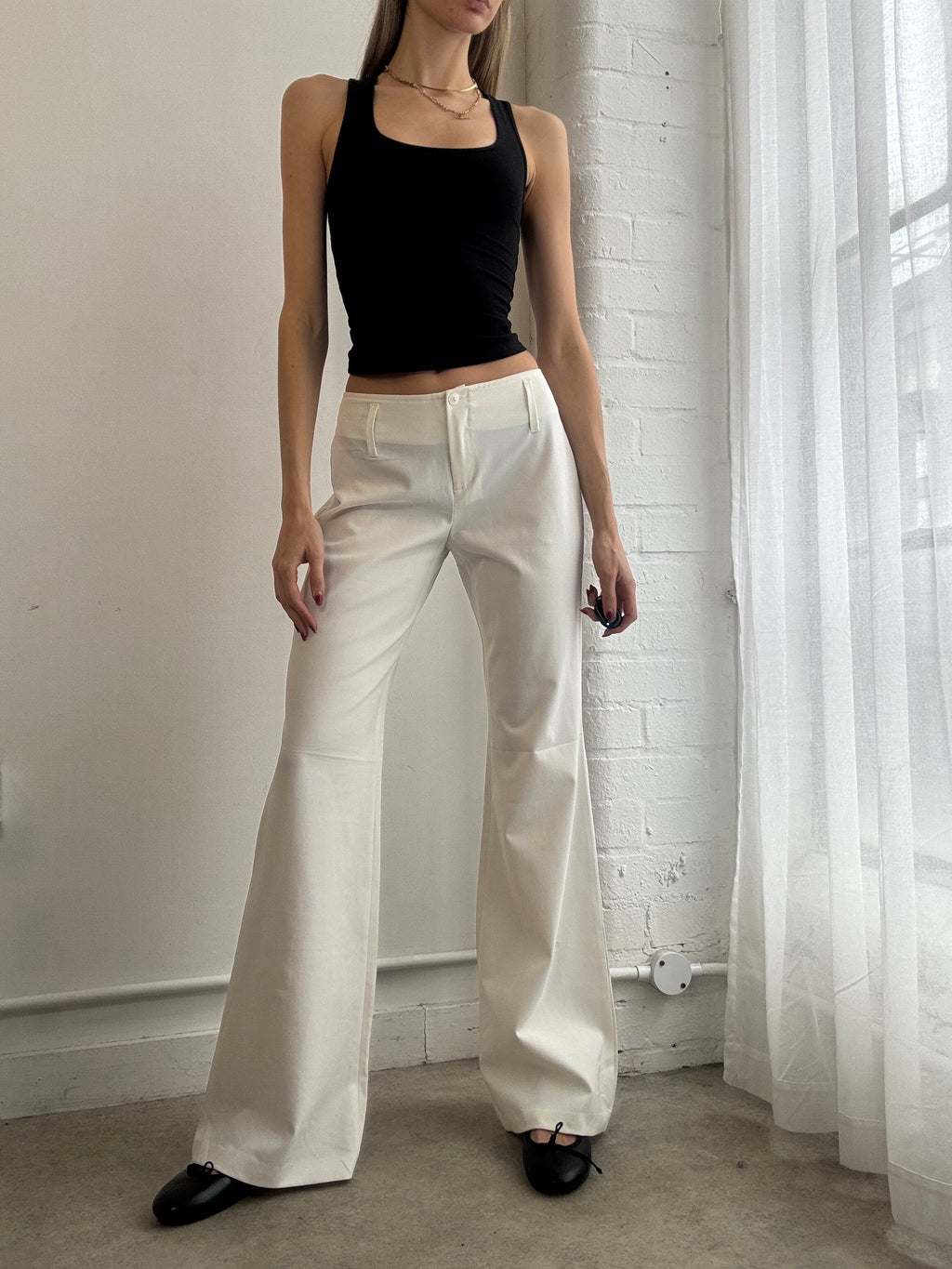 Vintage Y2K white tailored wide leg suit pants trousers