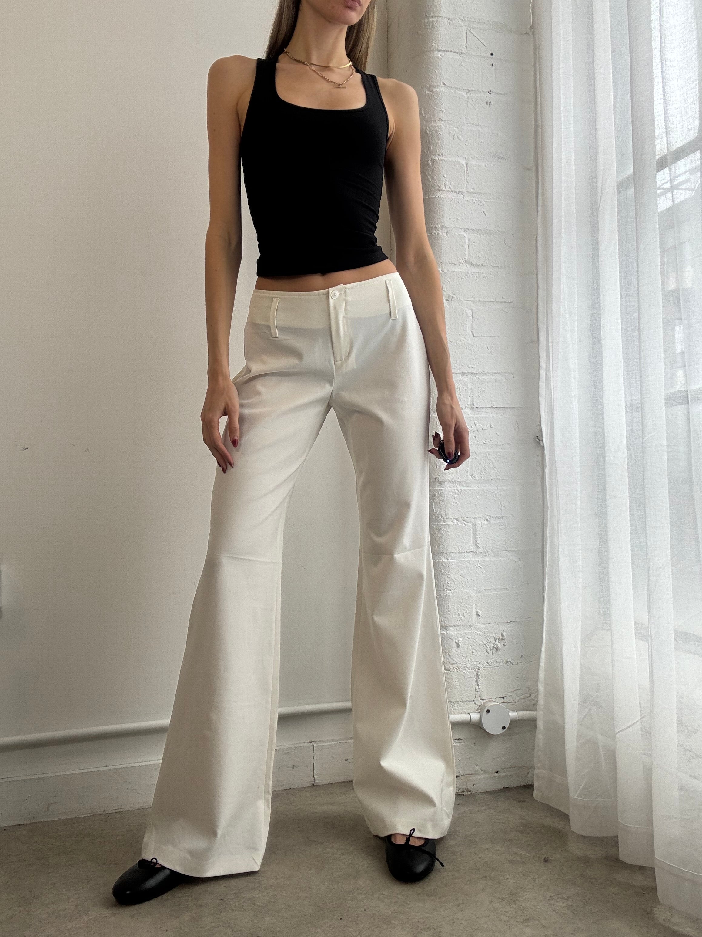 Vintage Y2K white tailored wide leg suit pants trousers