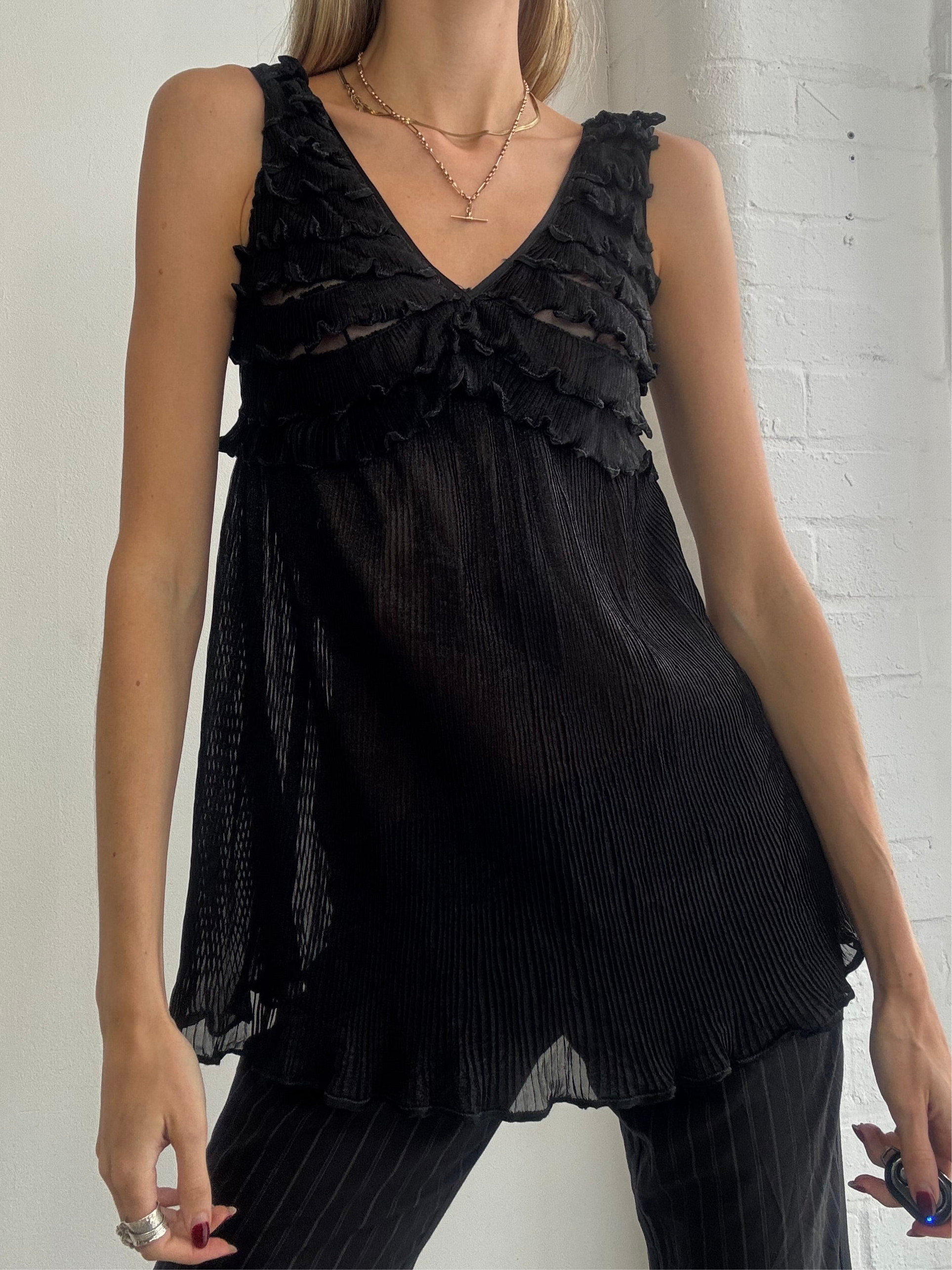 Vintage 90s black ruffle top