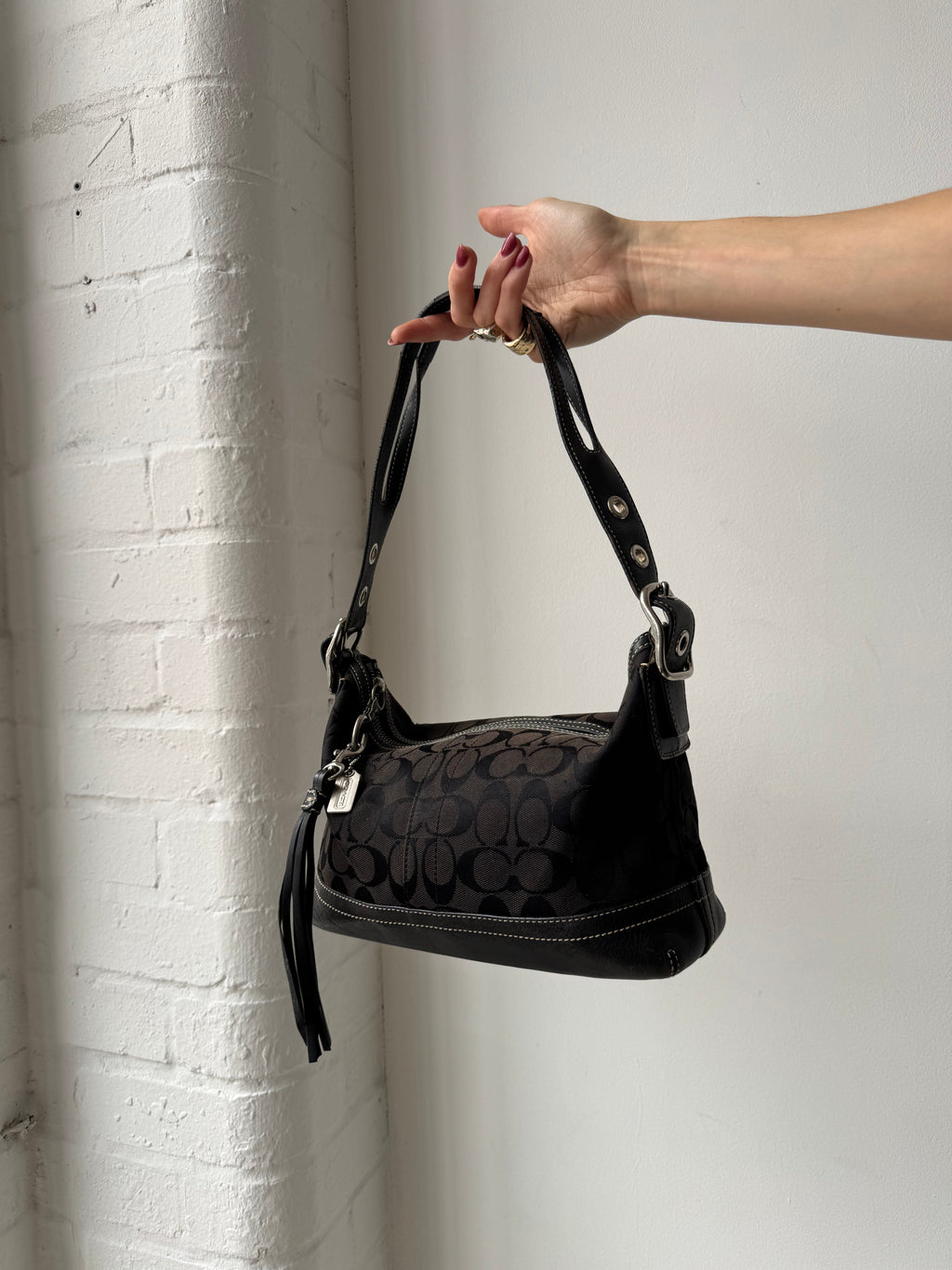 Vintage Y2K coach monogram shoulder bag black