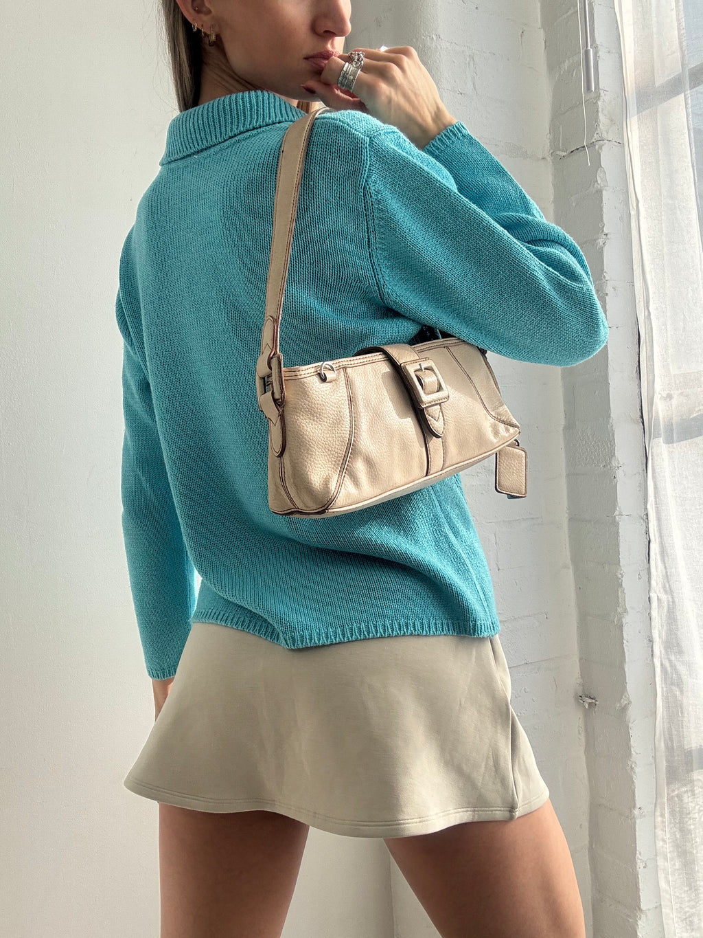 Vintage Y2k Turquoise Knitted Dual Zip Jumper