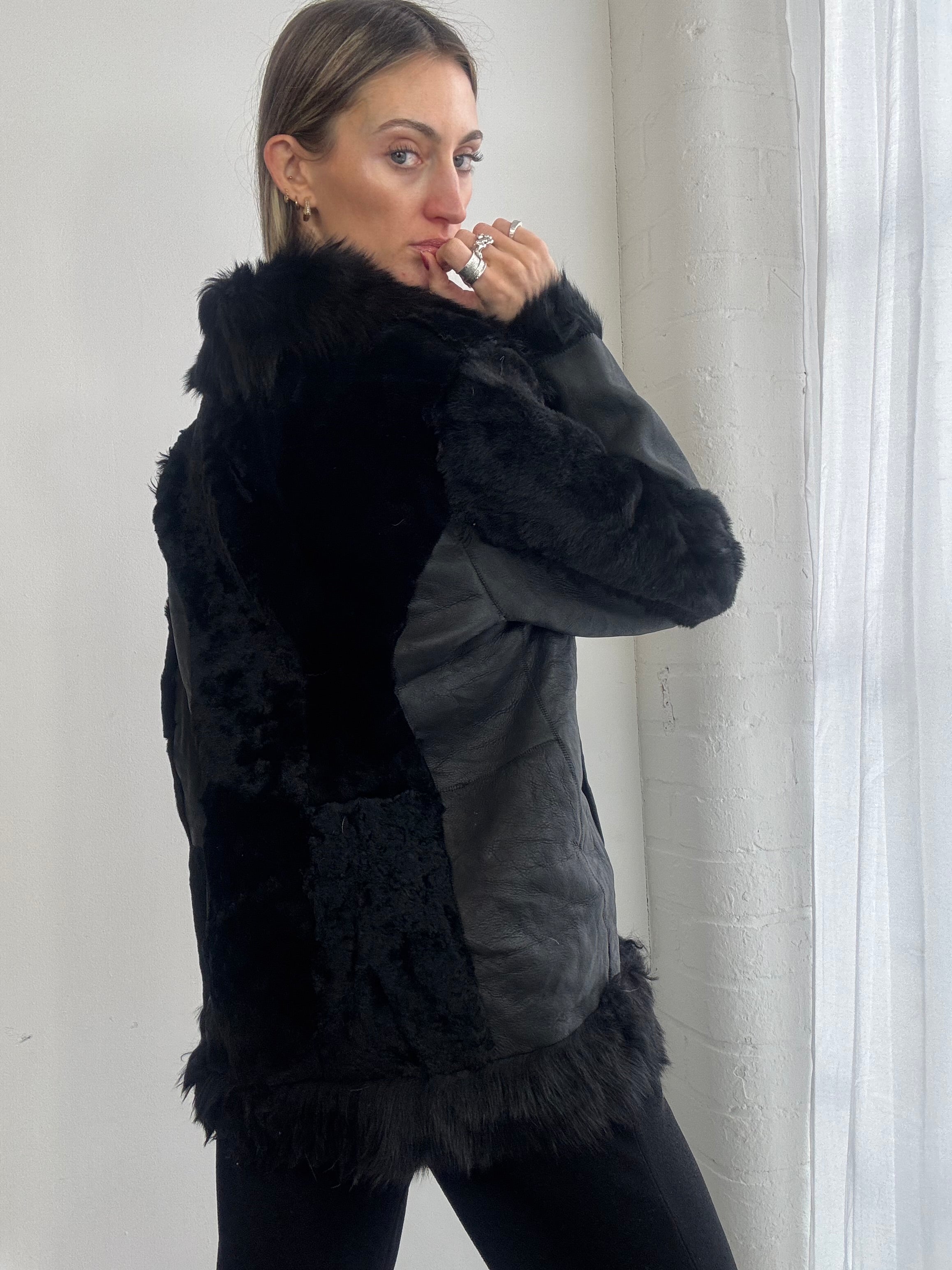 Vintage 90s shearling & leather coat