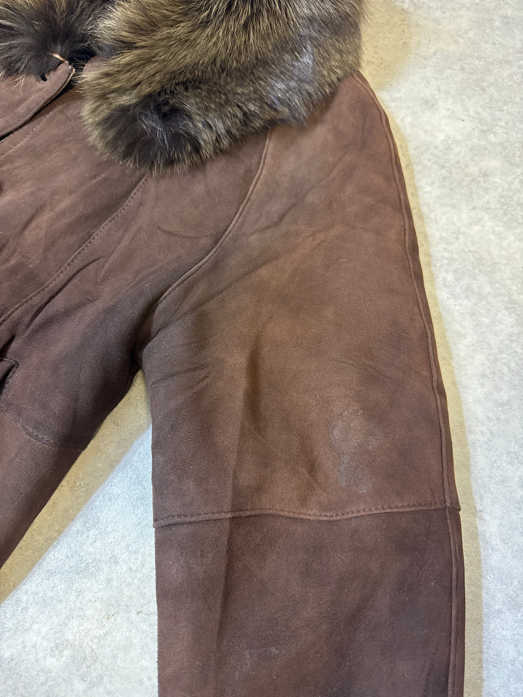 Vintage sheepskin coat in brown
