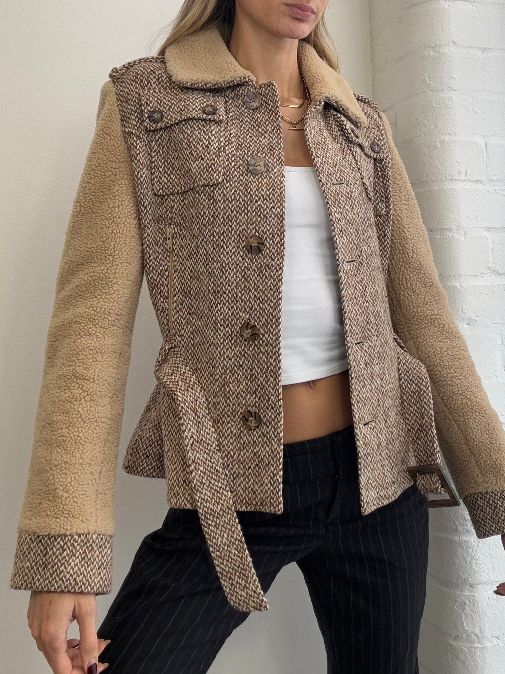 Vintage Iceberg belted sherpa jacket