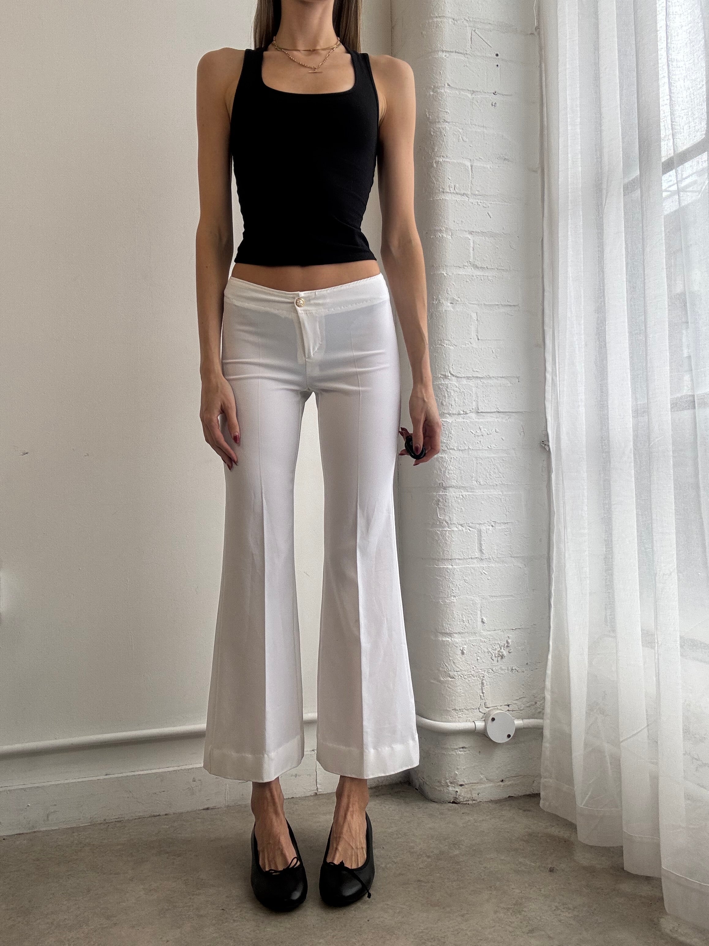 Vintage Y2K white tailored low rise flared trousers
