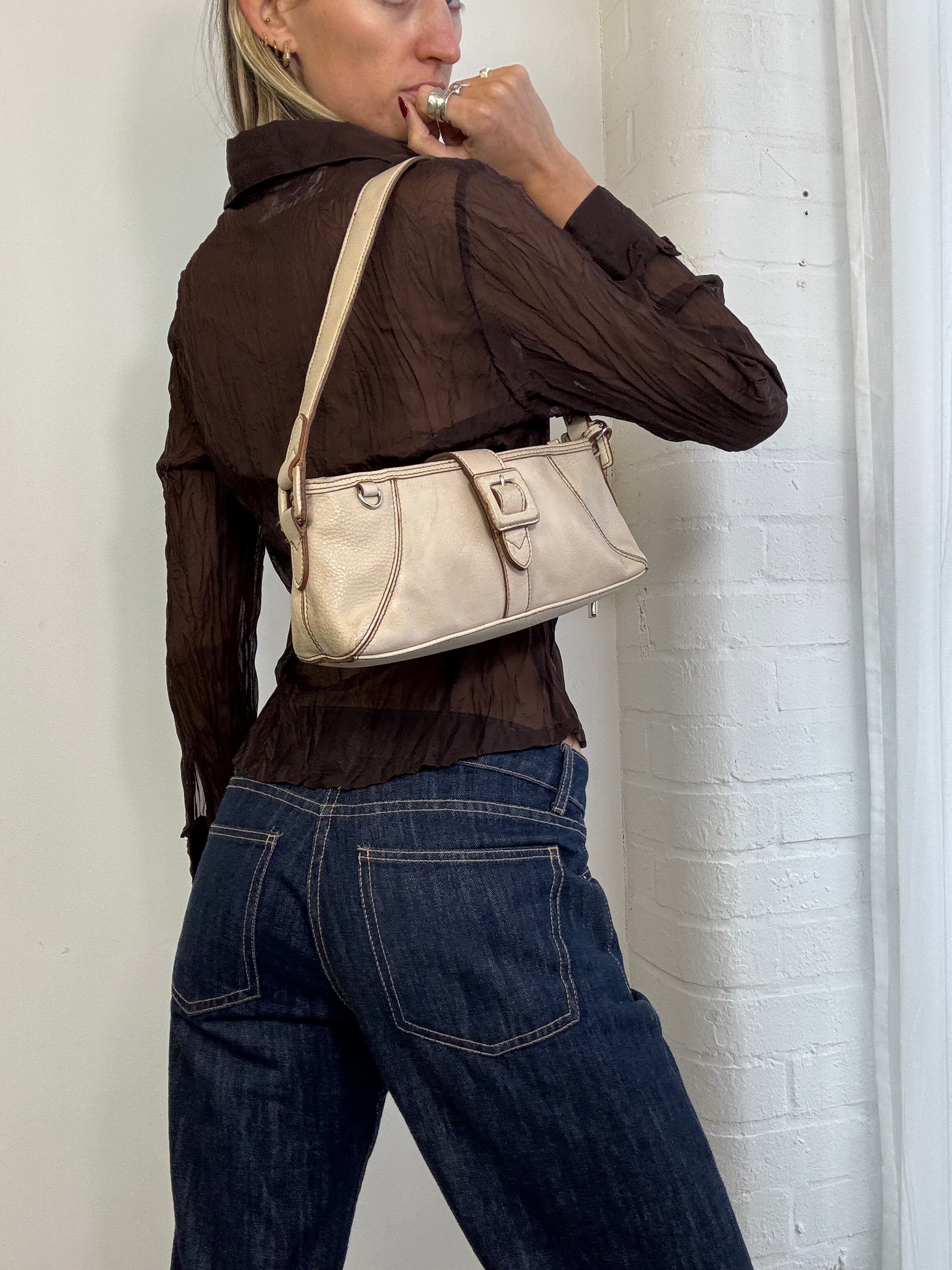 Vintage Y2K brown sheer mesh ruffle shirt