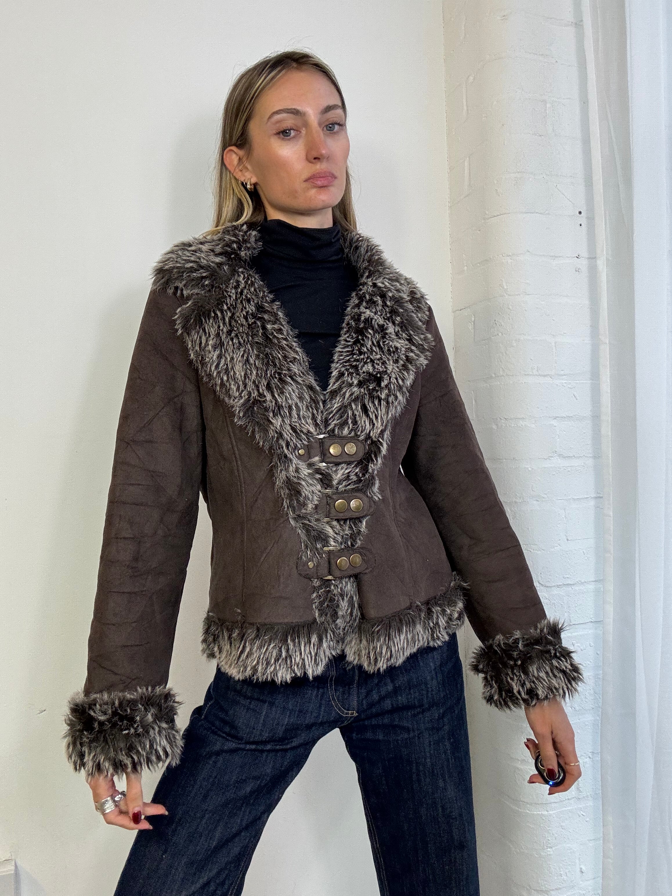 Vintage Y2K faux fur jacket