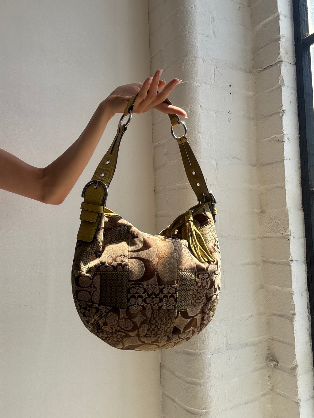 Vintage Y2K Coach Signature Patchwork Slouchy Hobo Shoulder Bag