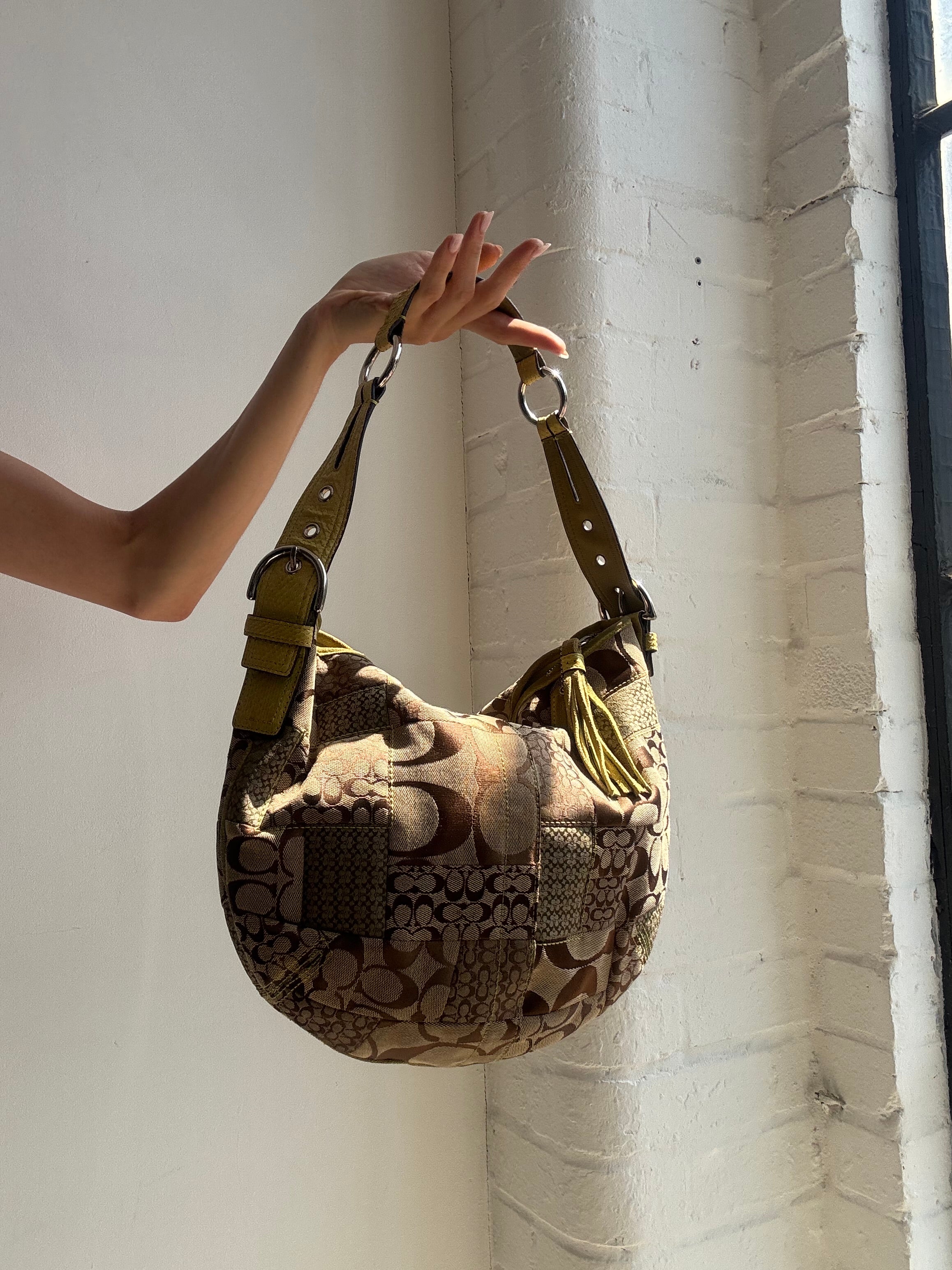 Vintage Y2K Coach Signature Patchwork Slouchy Hobo Shoulder Bag